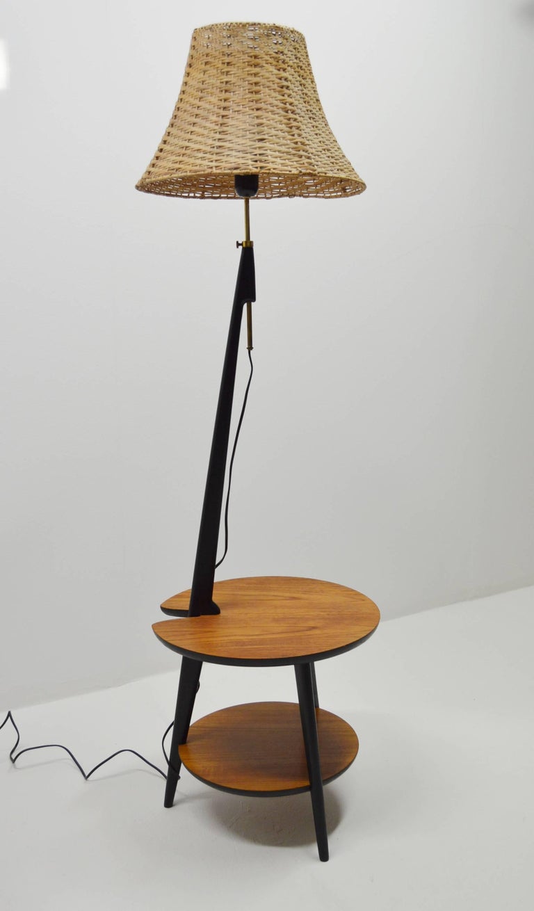1960's Teak Floor Lamp with Integrated Side Table at 1stDibs