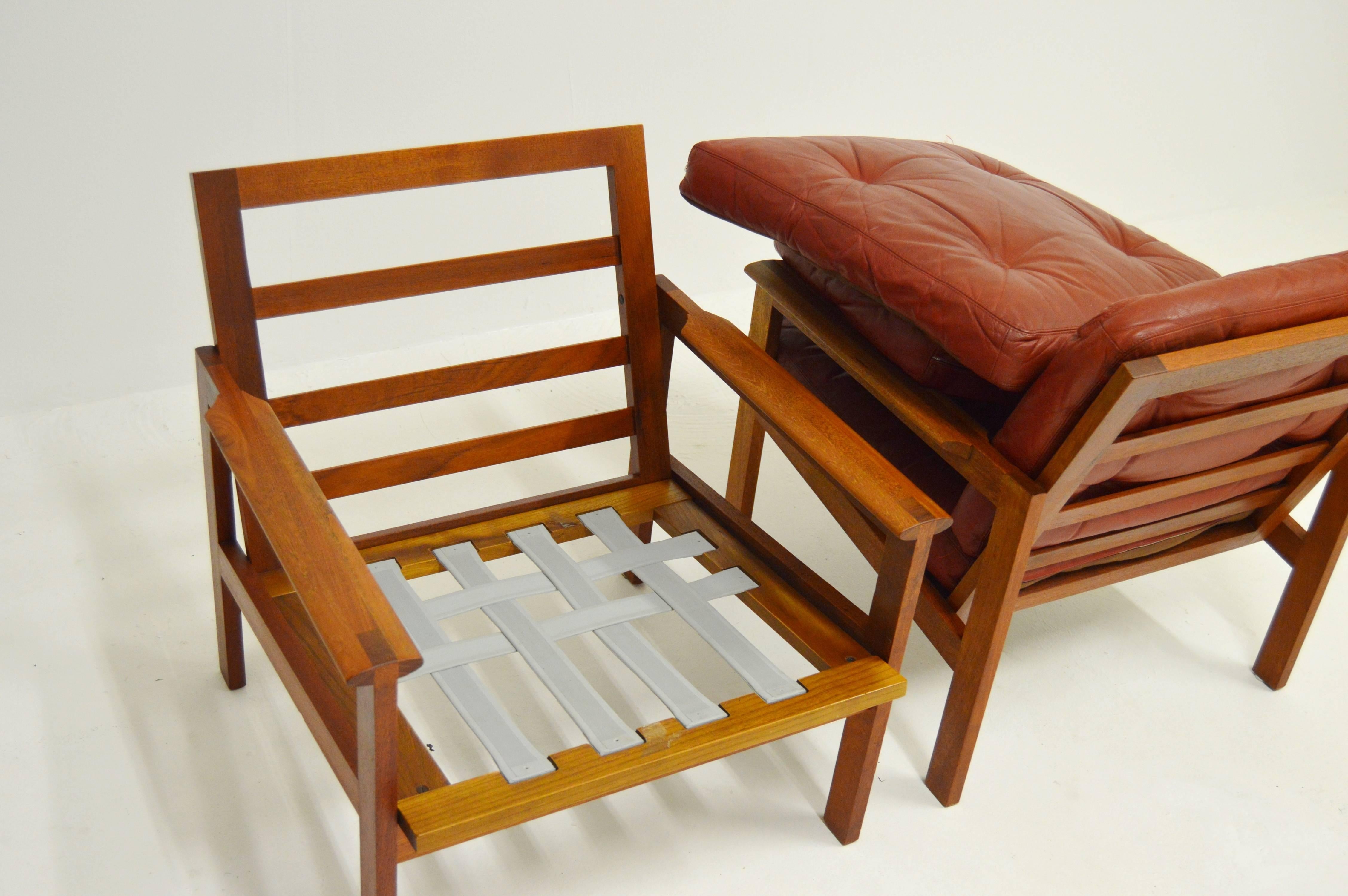 Pair of Teak Easy Chairs from Niels Eilersen Denmark by Illum Wikkelso  2