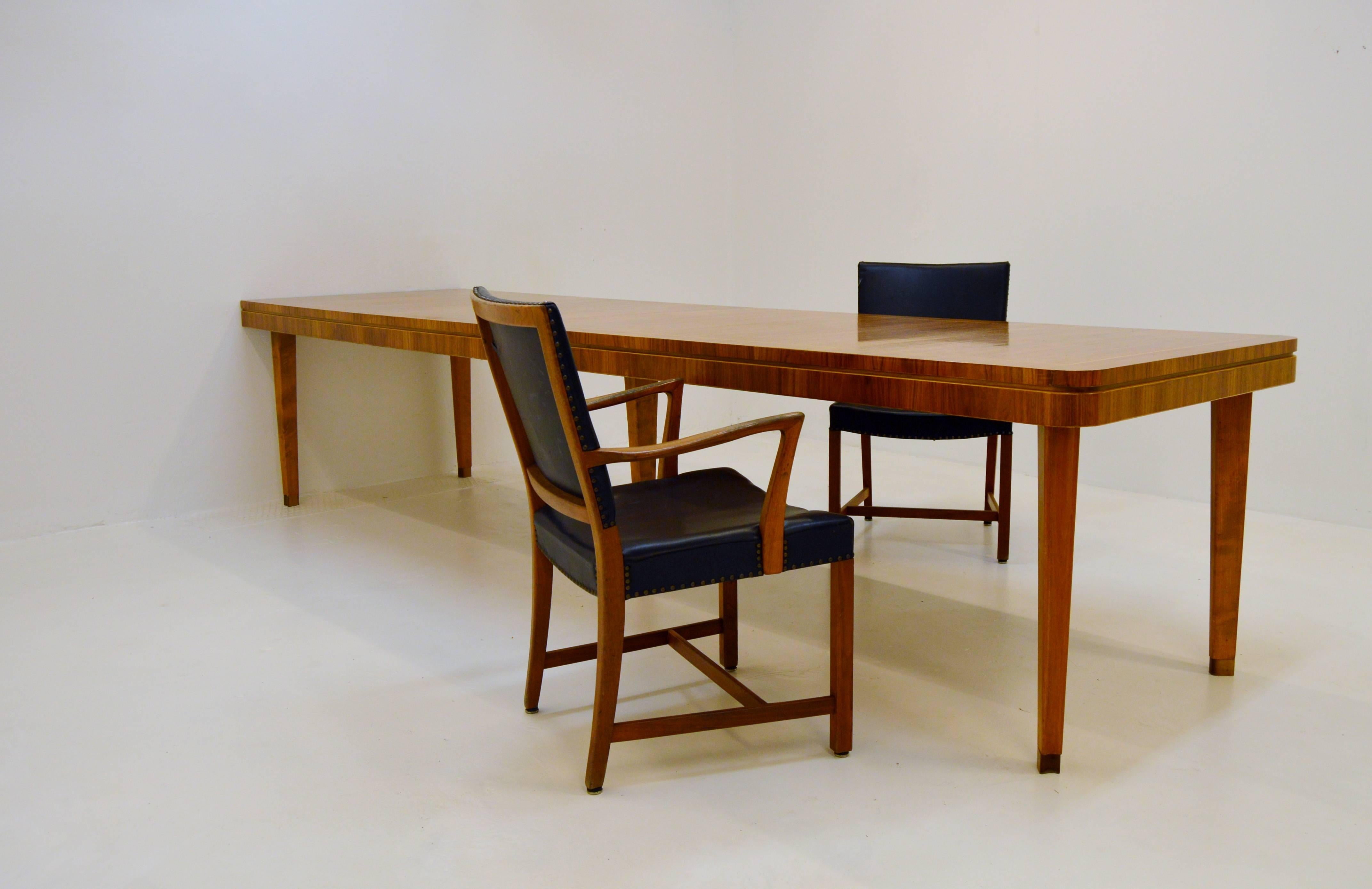 Swedish Large 1940s Dining Room Table or Conference Table For Sale