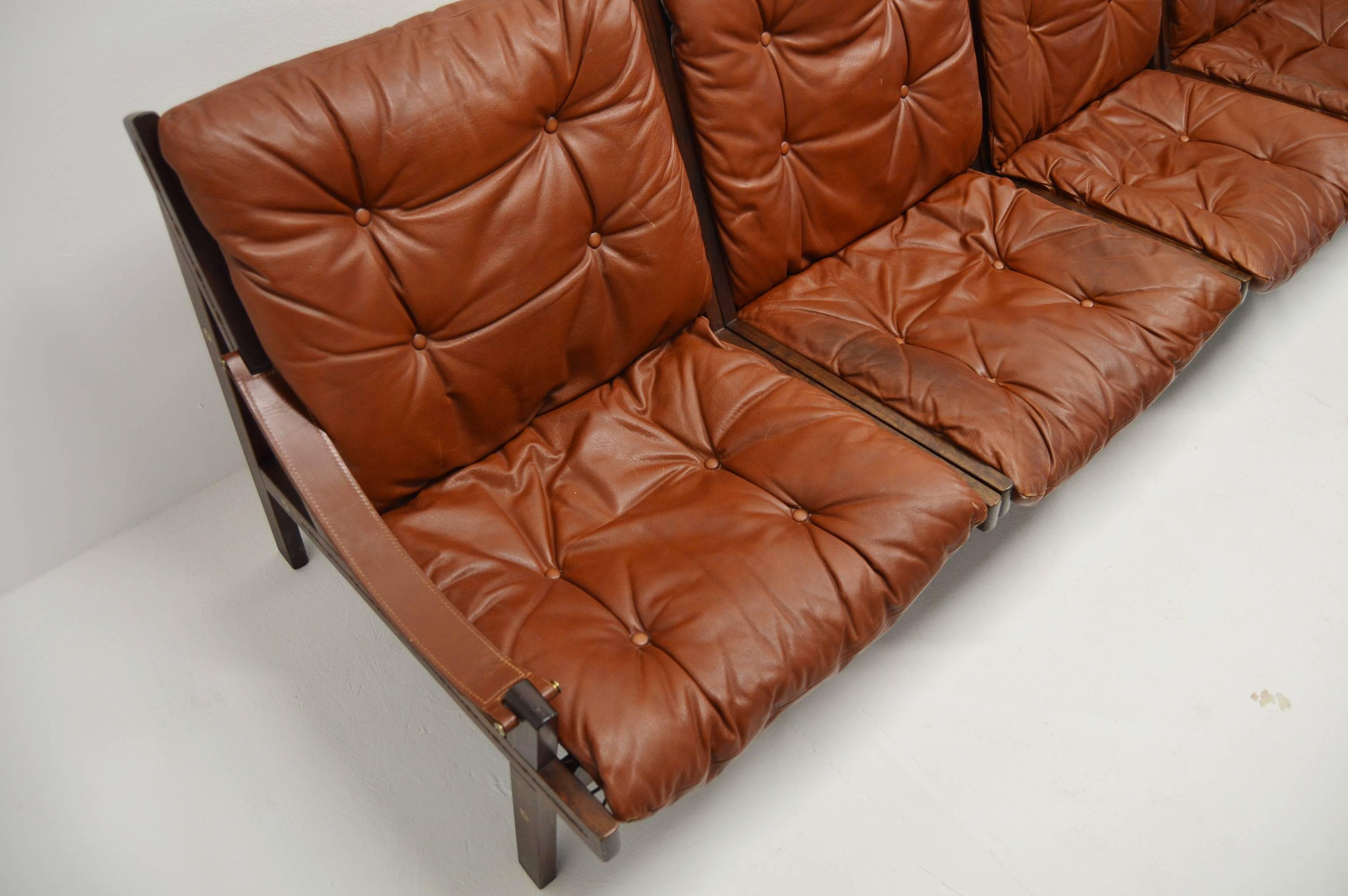 Torbjorn Afdal Hunter Modular Leather Sofa and Easy Chairs In Good Condition For Sale In Alvesta, SE