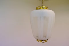 Brass and Etched Glass Pendant from Orrefors, circa 1950