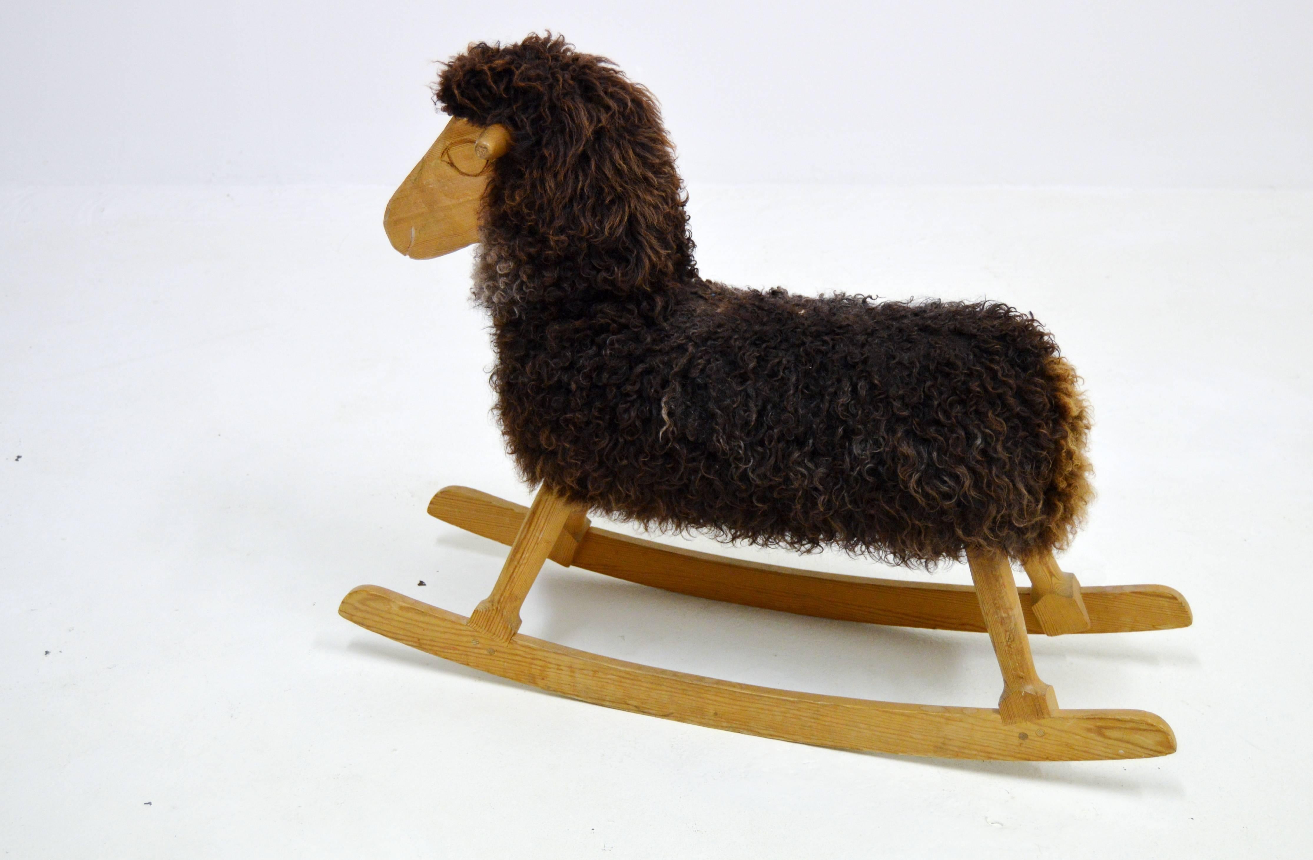 Povl Kjær designed the first rocking sheep in 1981 for his niece. He thought he could make more and sell them, so therefor, a limited edition was made at first, since he did them all by hand.
This sheep is one of the first and has been in one and