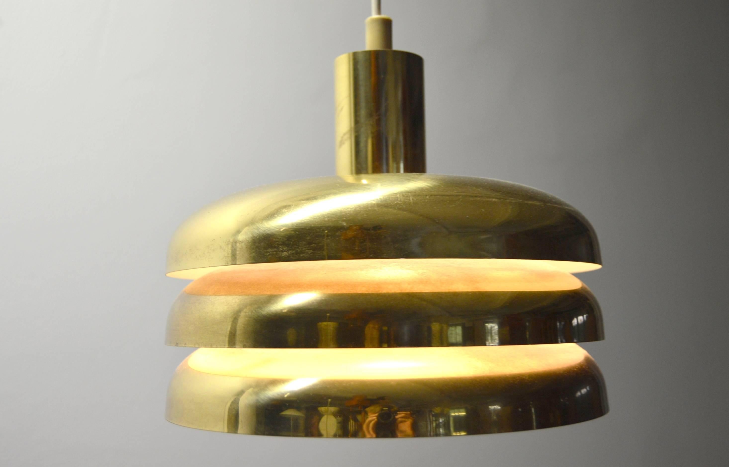 Swedish Hans-Agne Jakobsson Brass Cylinder Ceiling Light