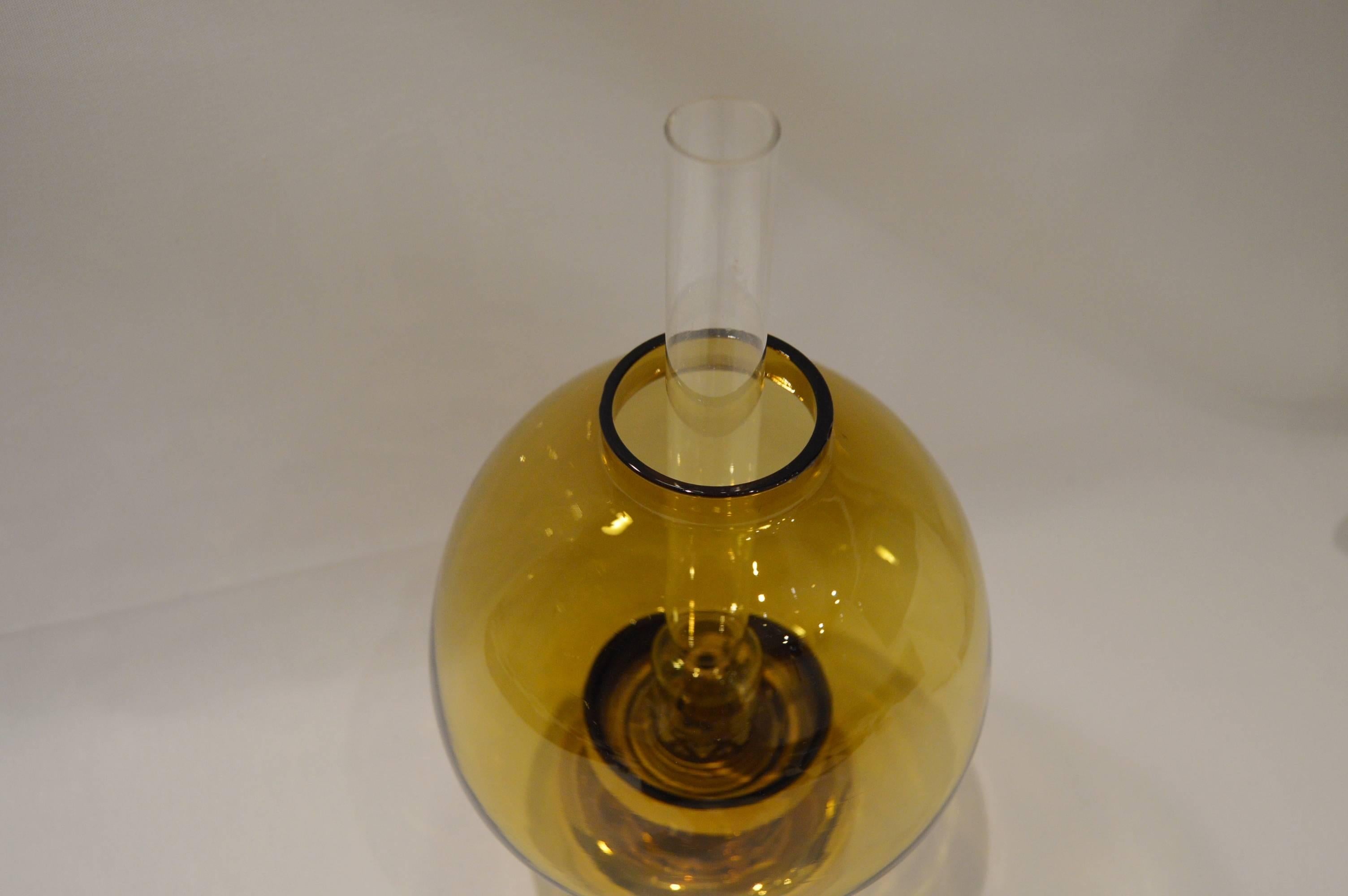 Swedish Brass and Glass Kerosene /Oil Lamp by Hans-Agne Jakobsson