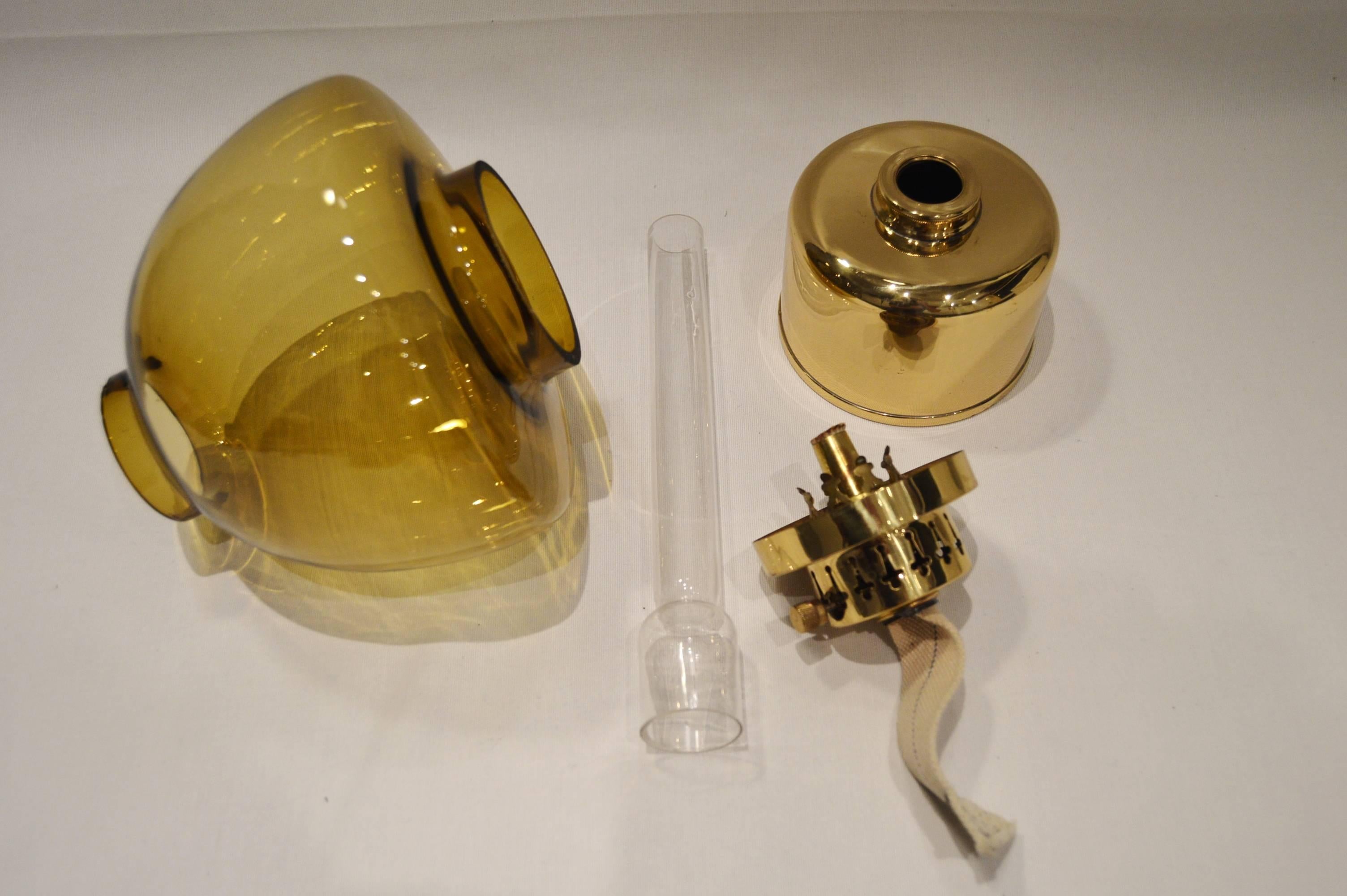 Brass and Glass Kerosene /Oil Lamp by Hans-Agne Jakobsson In Excellent Condition In Alvesta, SE