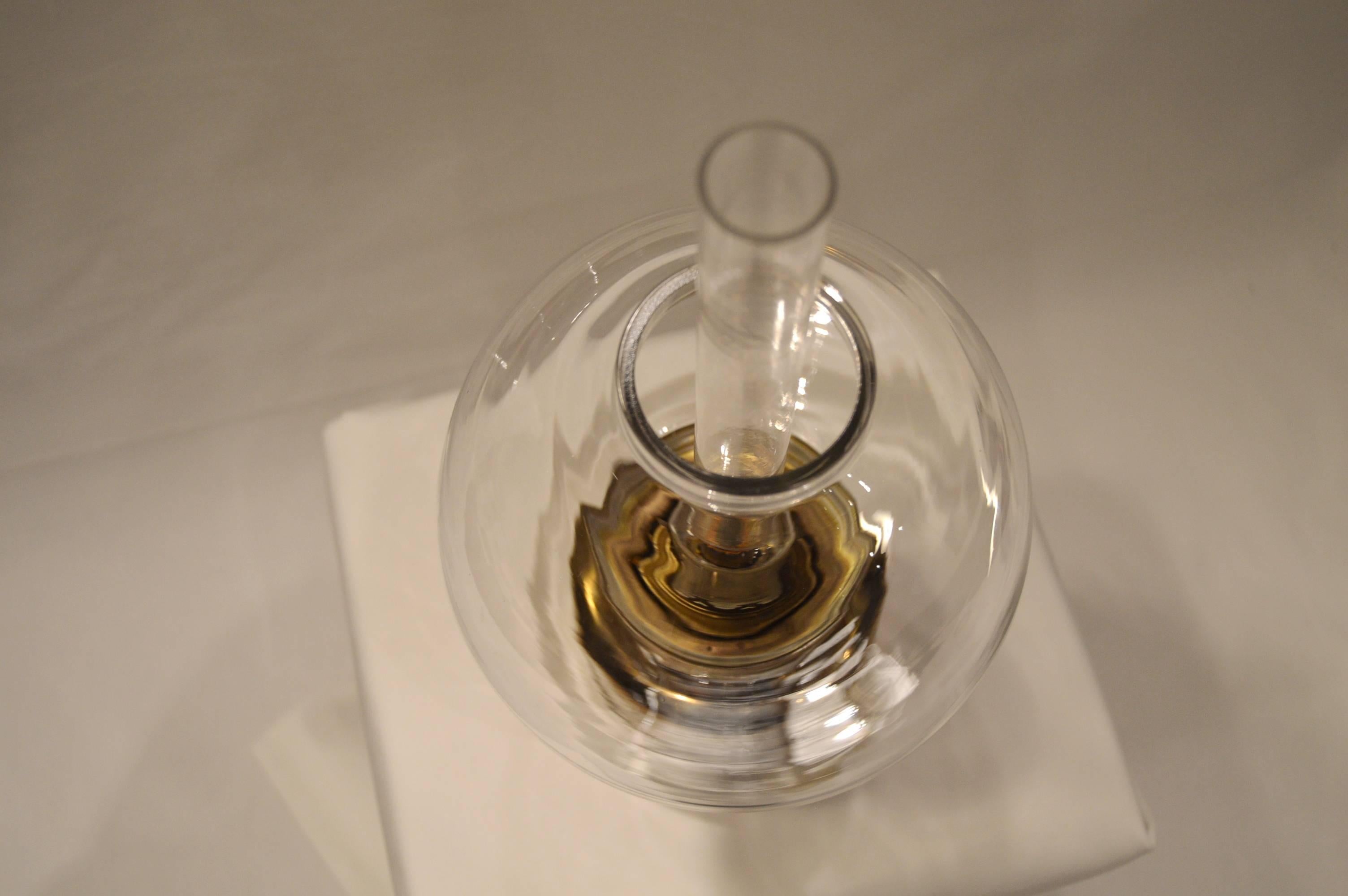 Swedish Brass and Glass Kerosene /Oil Lamp by Hans-Agne Jakobsson For Sale