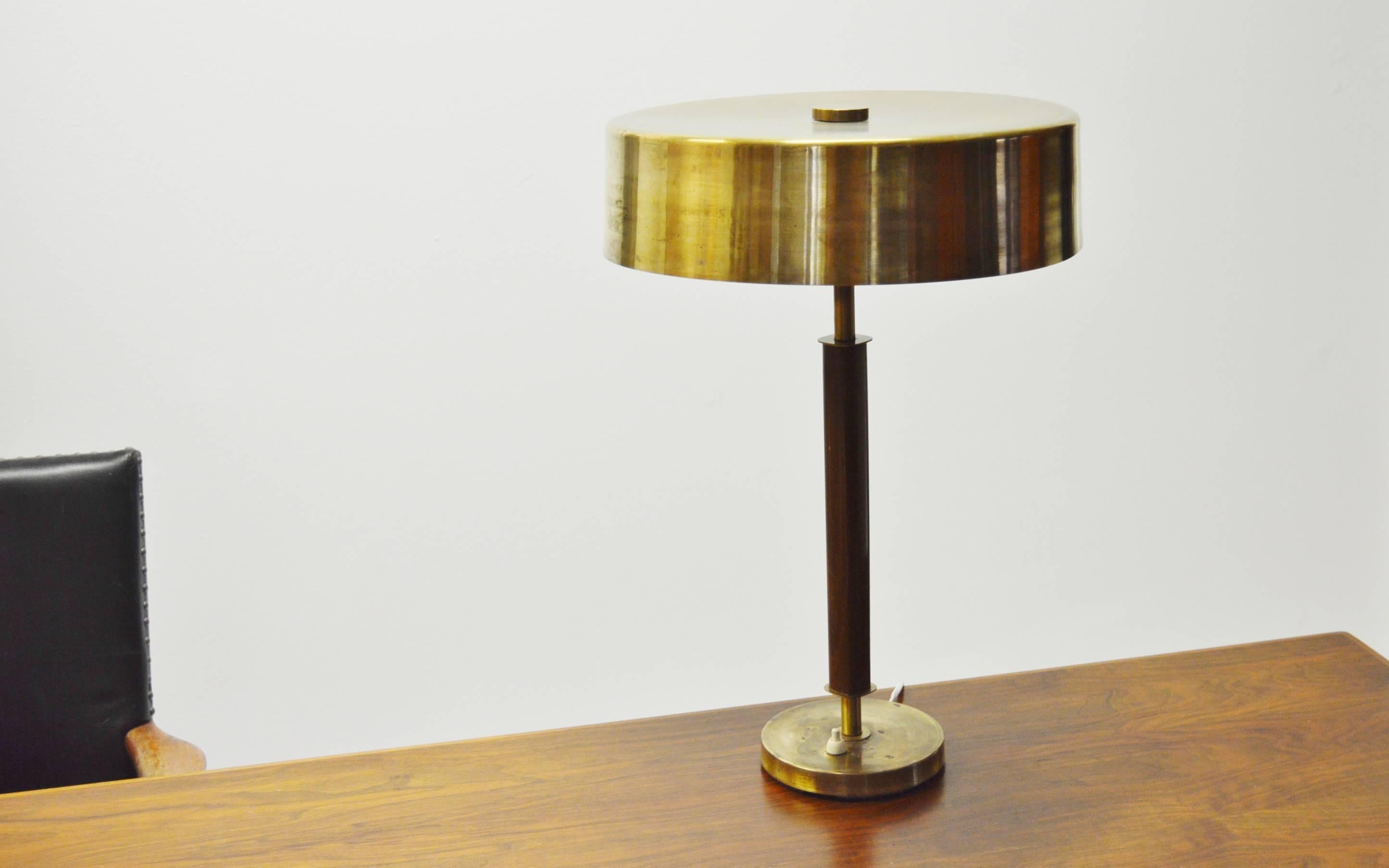 Scandinavian Modern Large Swedish Brass Table Lamp from the 1940s For Sale