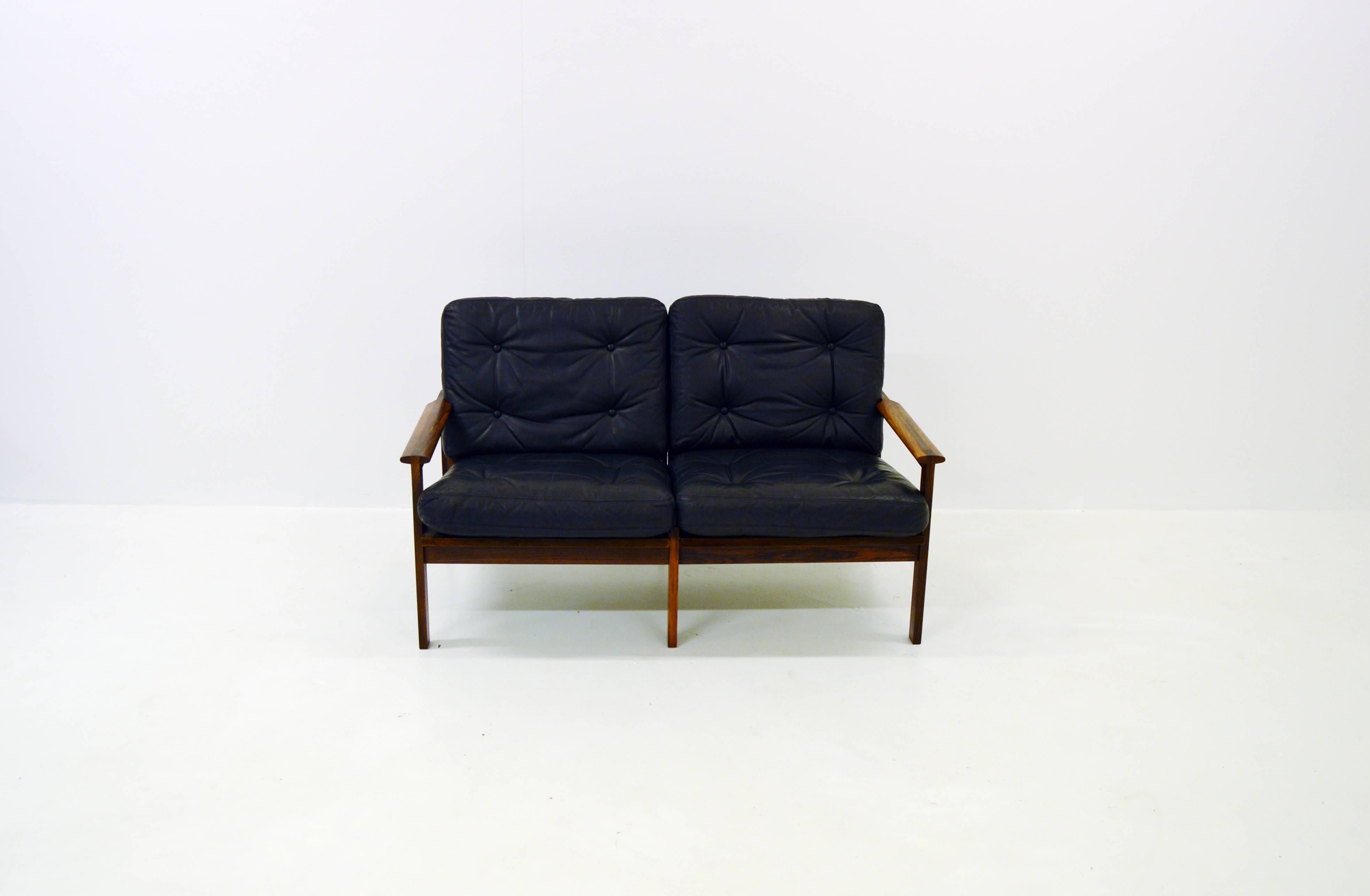 Scandinavian Modern Two-Seat Sofa by Illum Wikkelsø Capella for Niels Eilersen in Rosewood