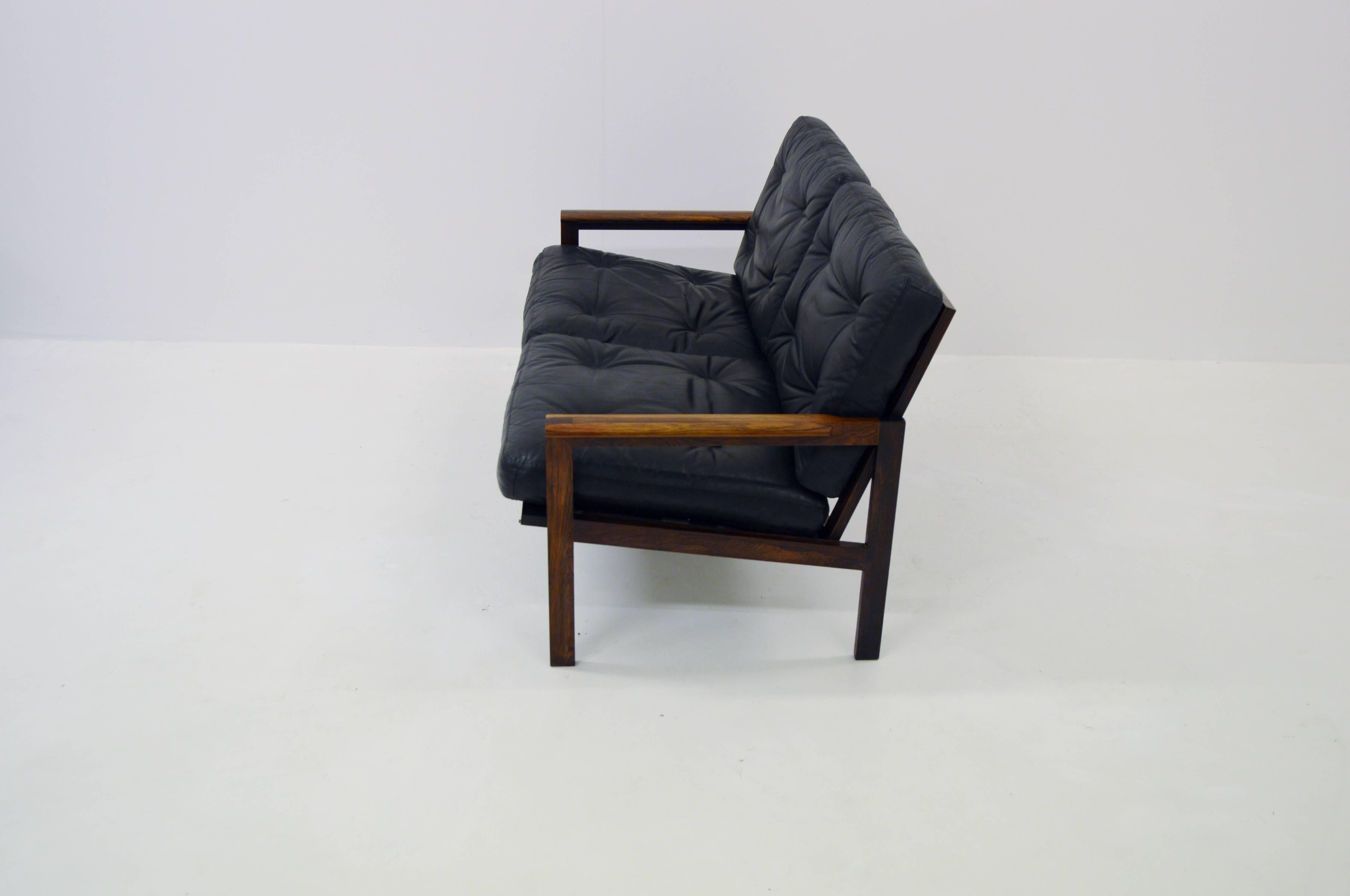 Leather Two-Seat Sofa by Illum Wikkelsø Capella for Niels Eilersen in Rosewood