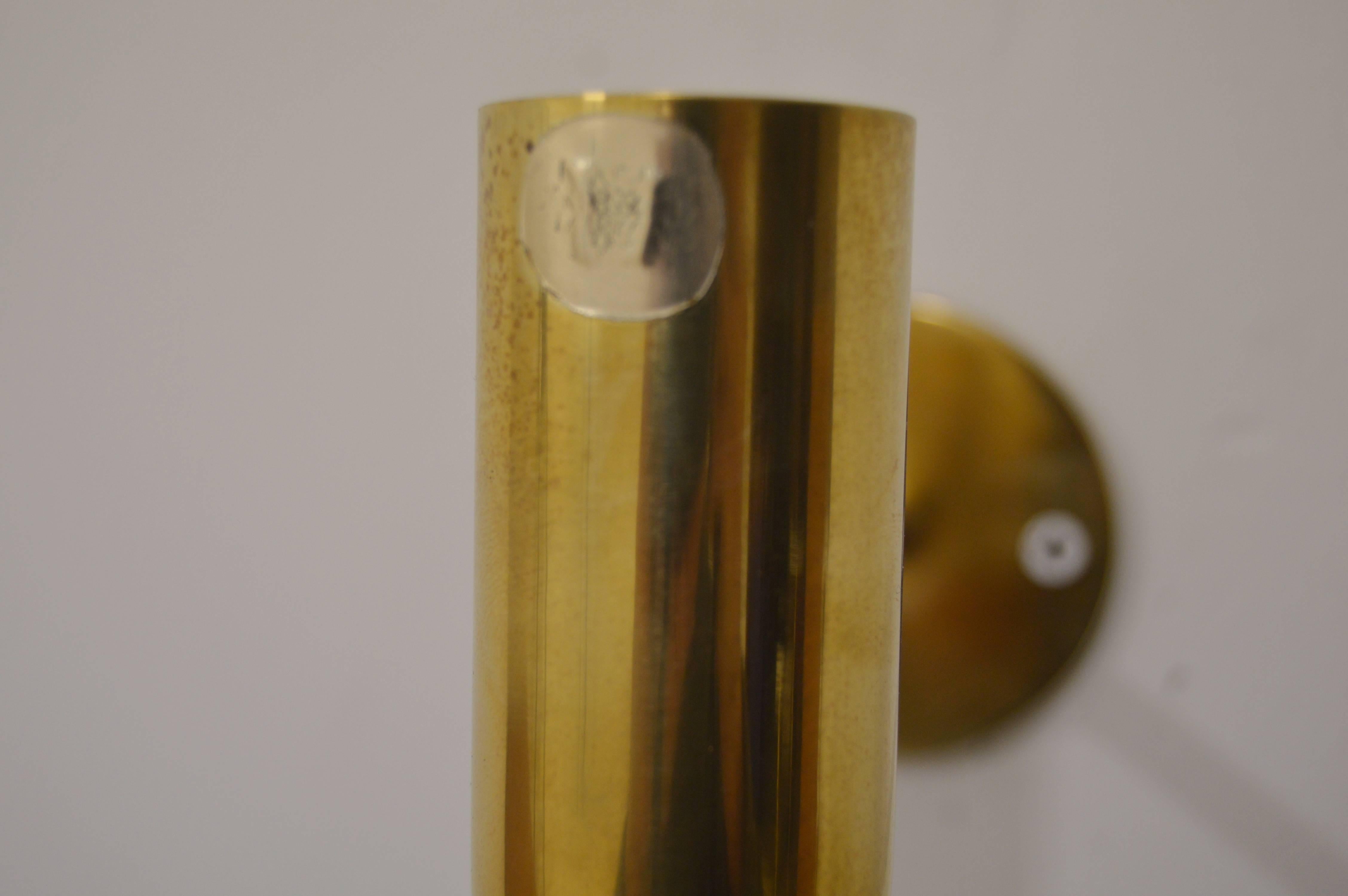 Scandinavian Modern L180 Wall-Mounted Brass and Glass Candle Holder by Hans-Agne Jakobsson For Sale