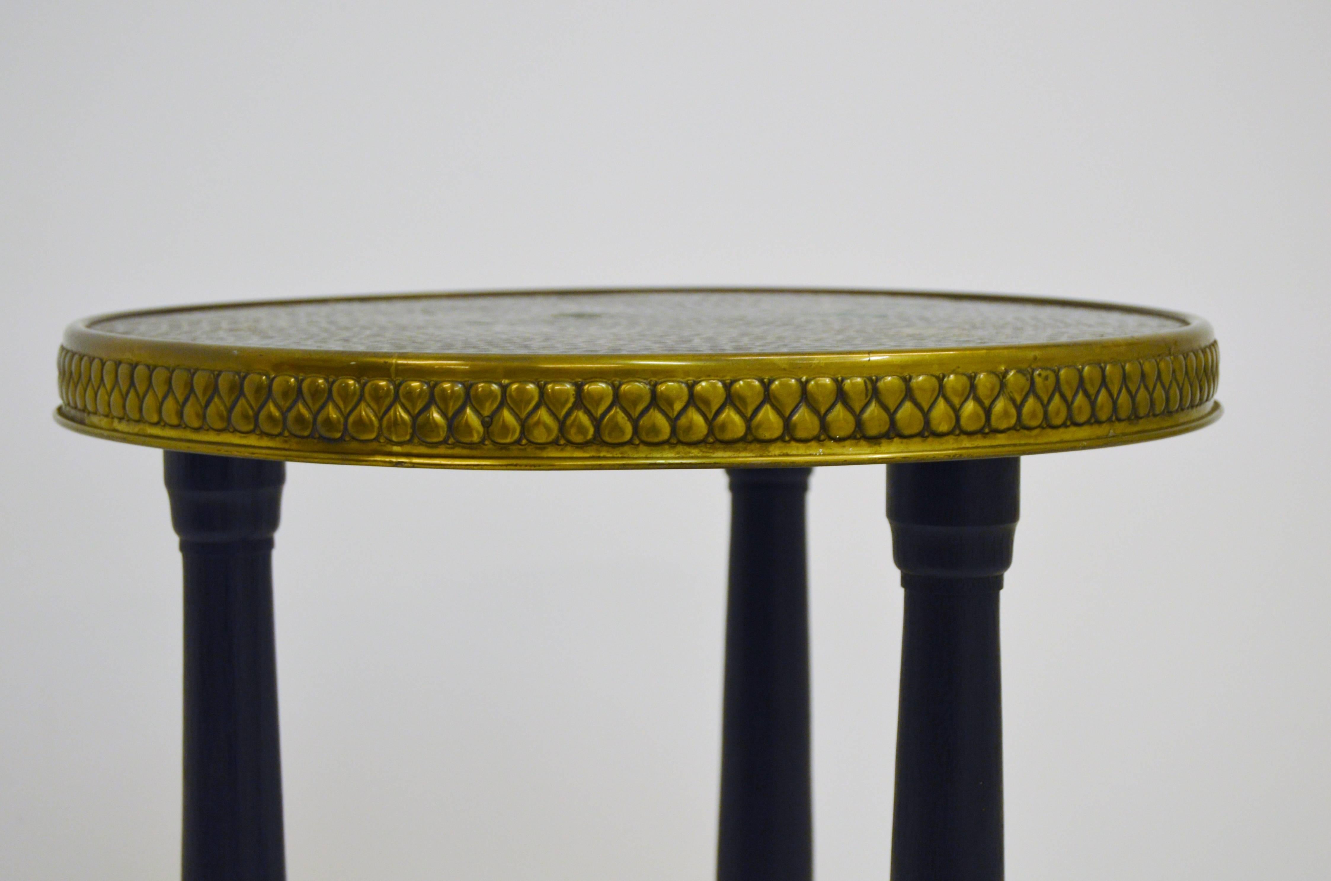 Neoclassical 1930s Table with Copper and Brass Top For Sale