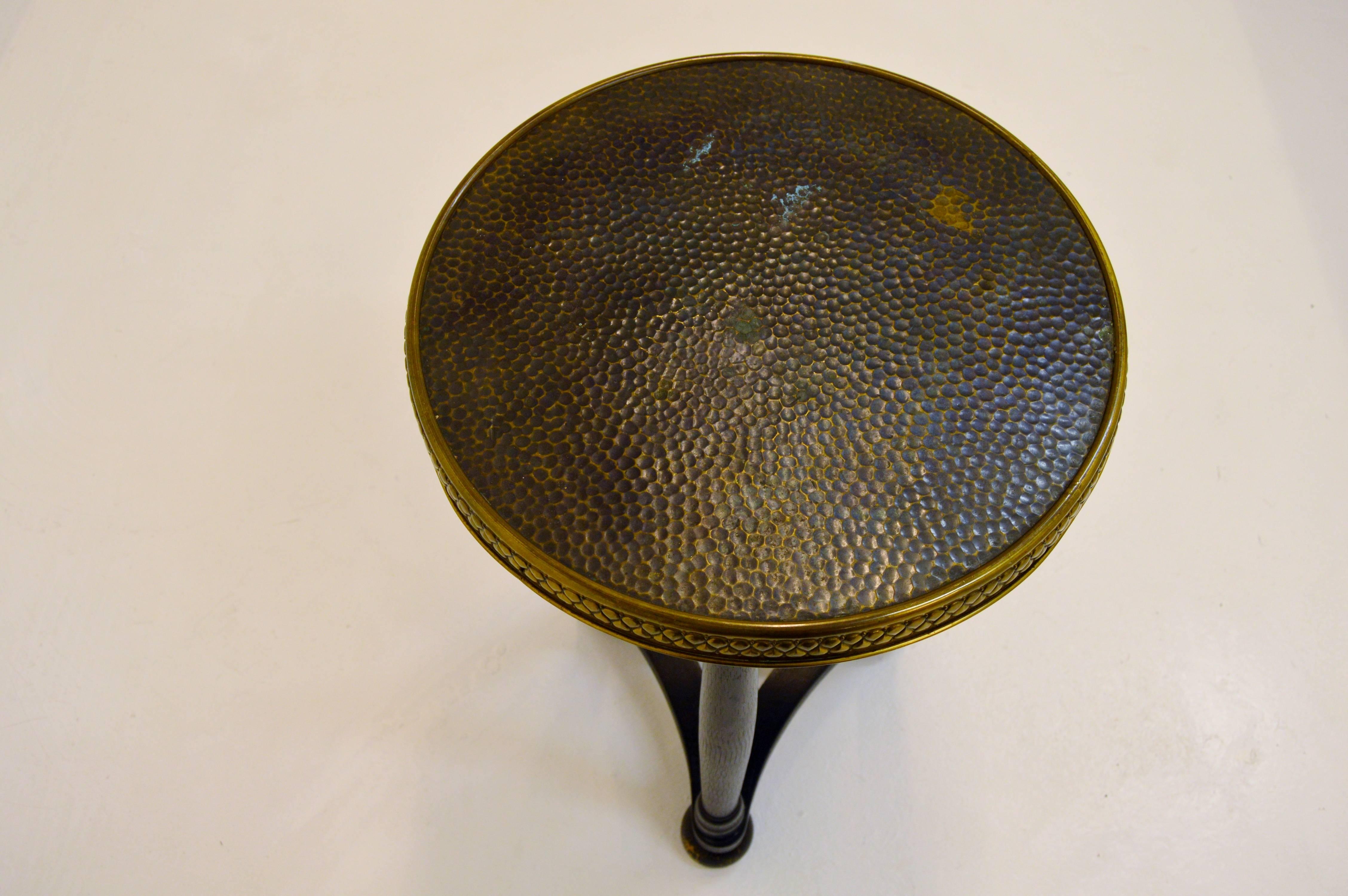 European 1930s Table with Copper and Brass Top For Sale