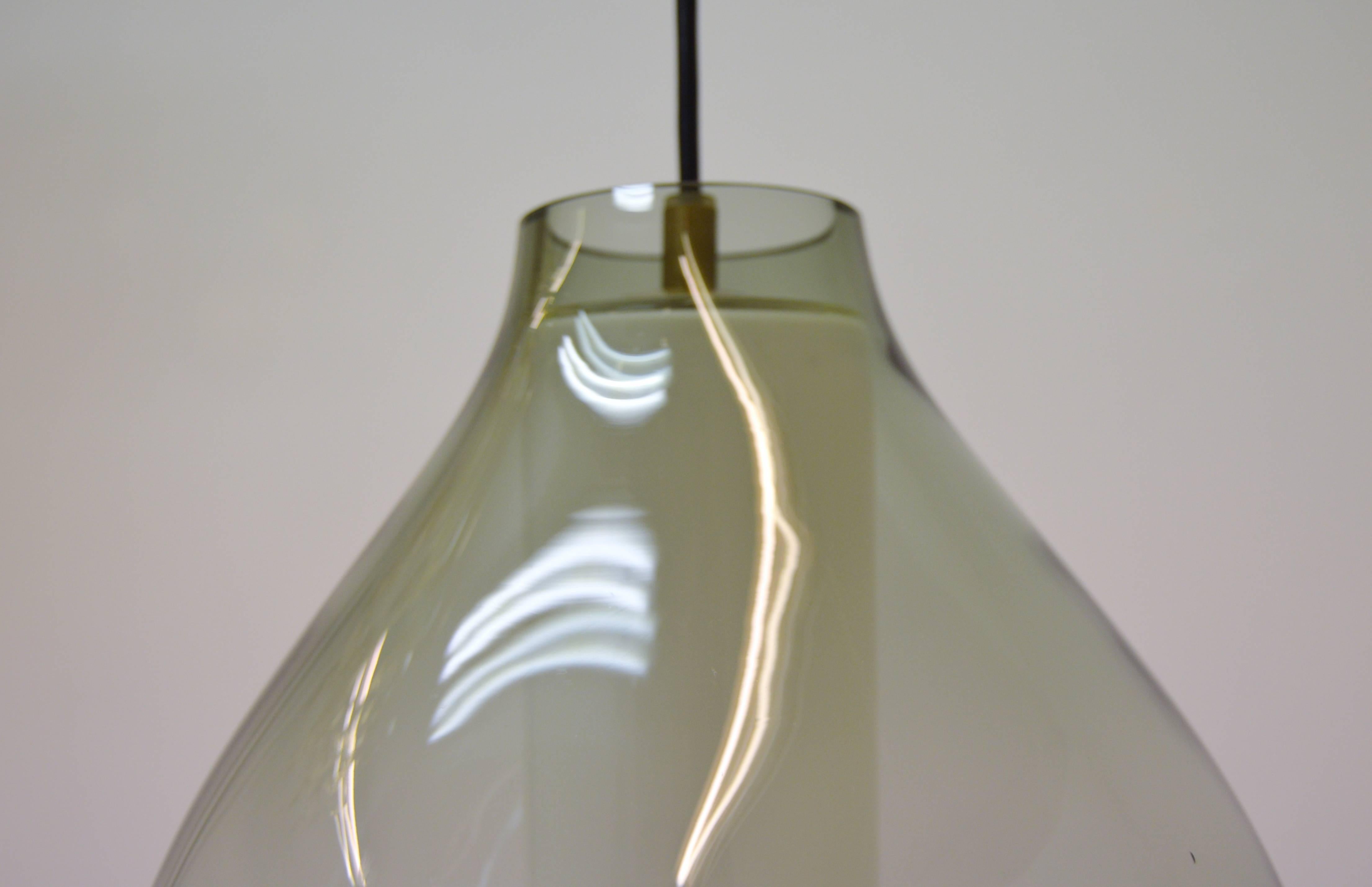 Blown Glass Large Drop Pendant in Handblown Glass from Orrefors, circa 1950 For Sale