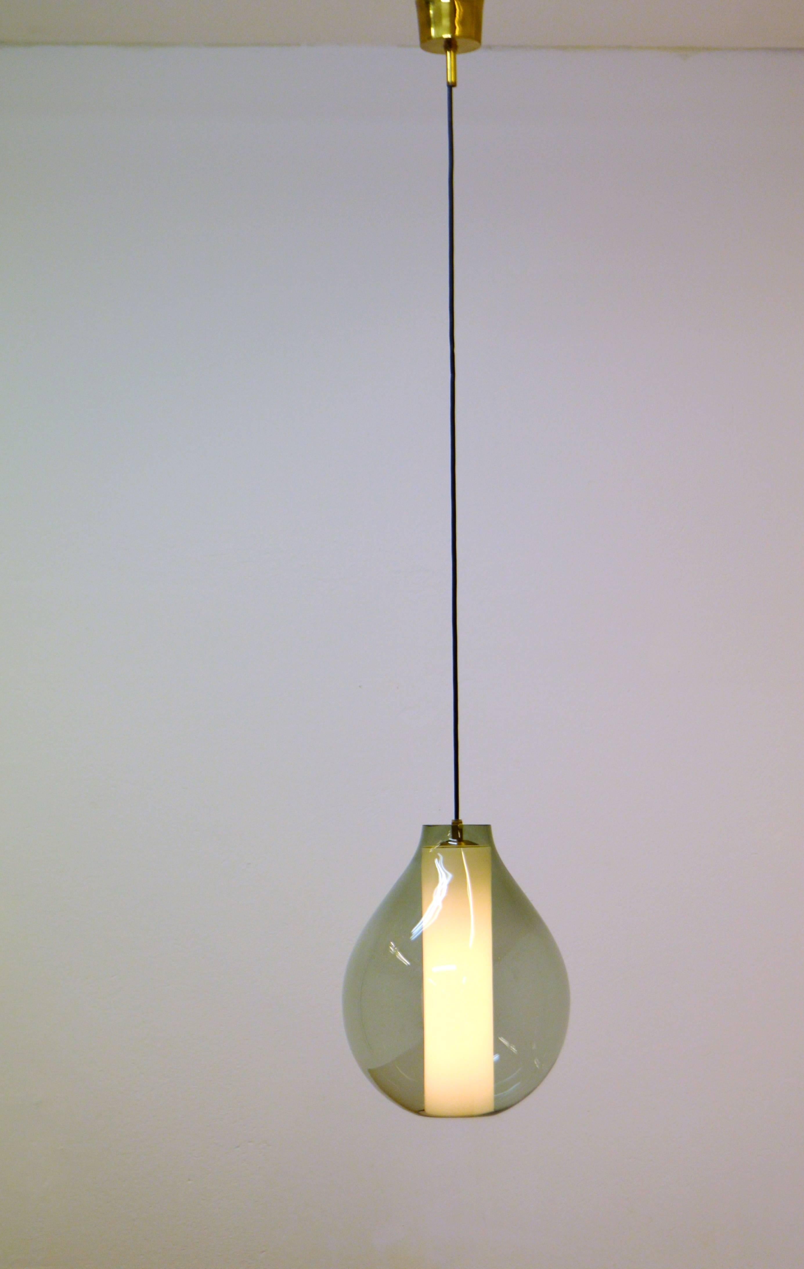 Mid-Century Modern Large Drop Pendant in Handblown Glass from Orrefors, circa 1950 For Sale