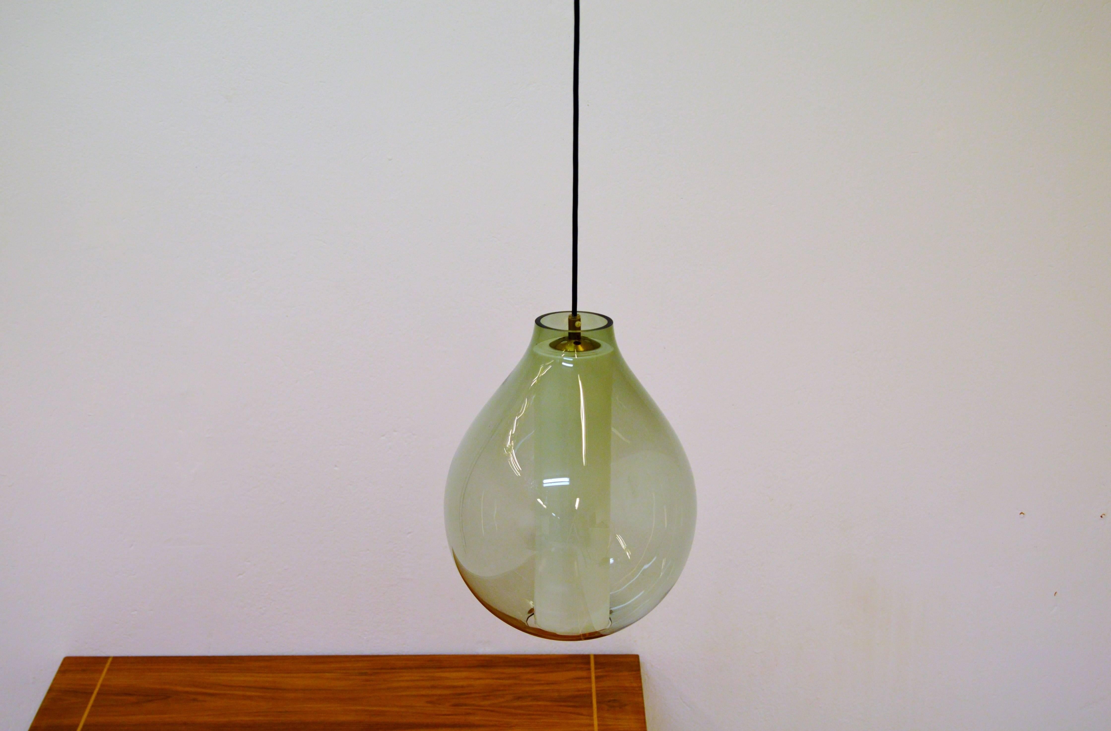 Mid-20th Century Large Drop Pendant in Handblown Glass from Orrefors, circa 1950 For Sale