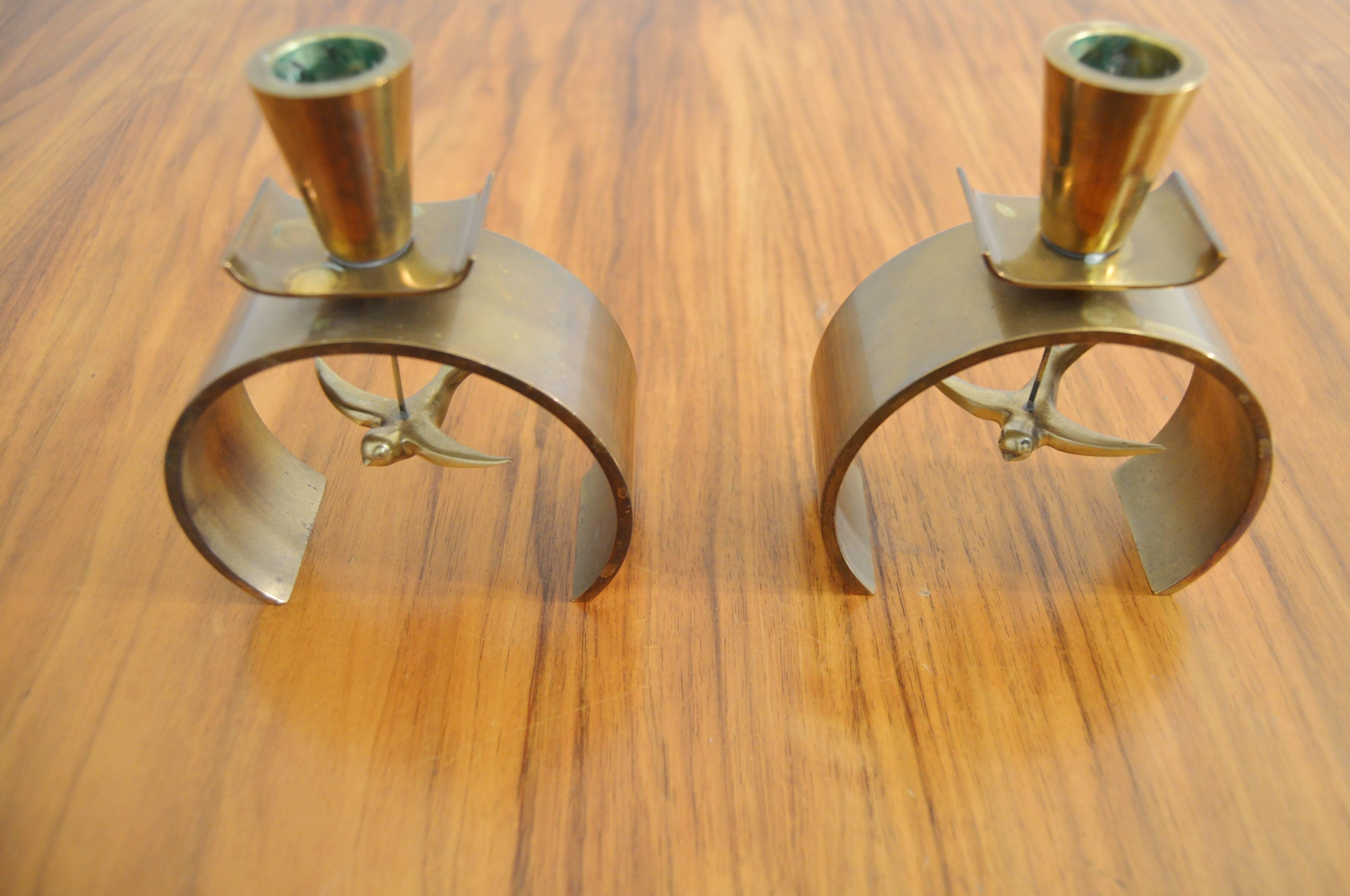 Rare pair of candleholders designed by the master Carl Einar Borgström.