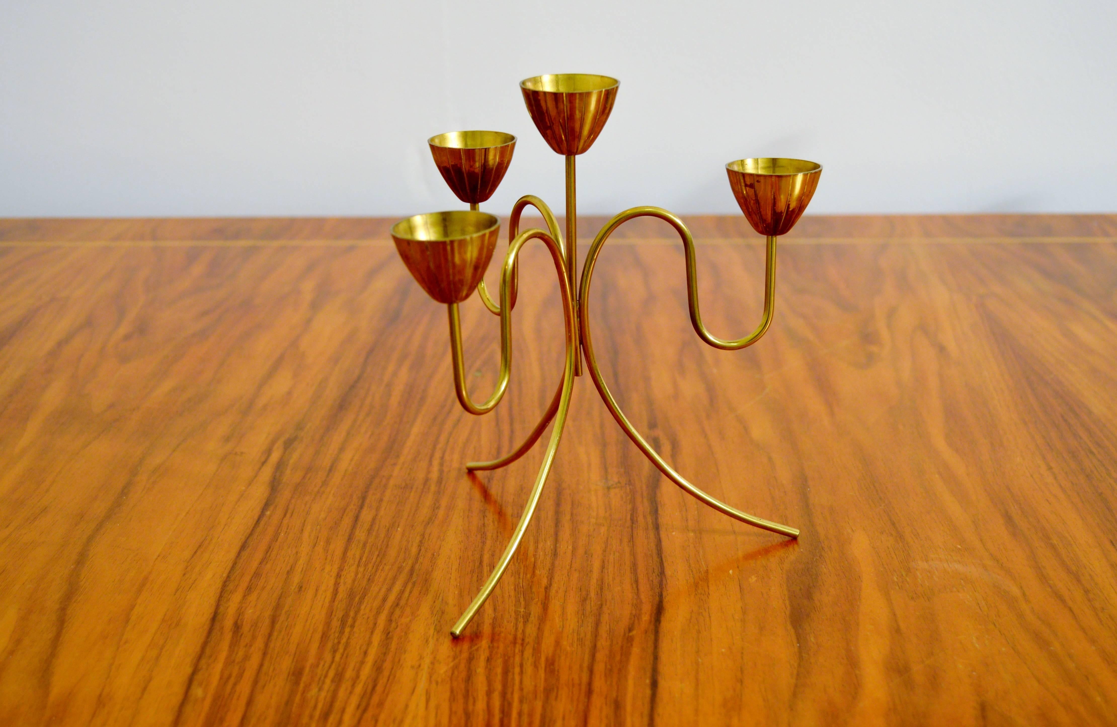 Candelabra by Gunnar Ander for Ystad Metall.
Year circa 1950.
Brass in very good vintage condition.