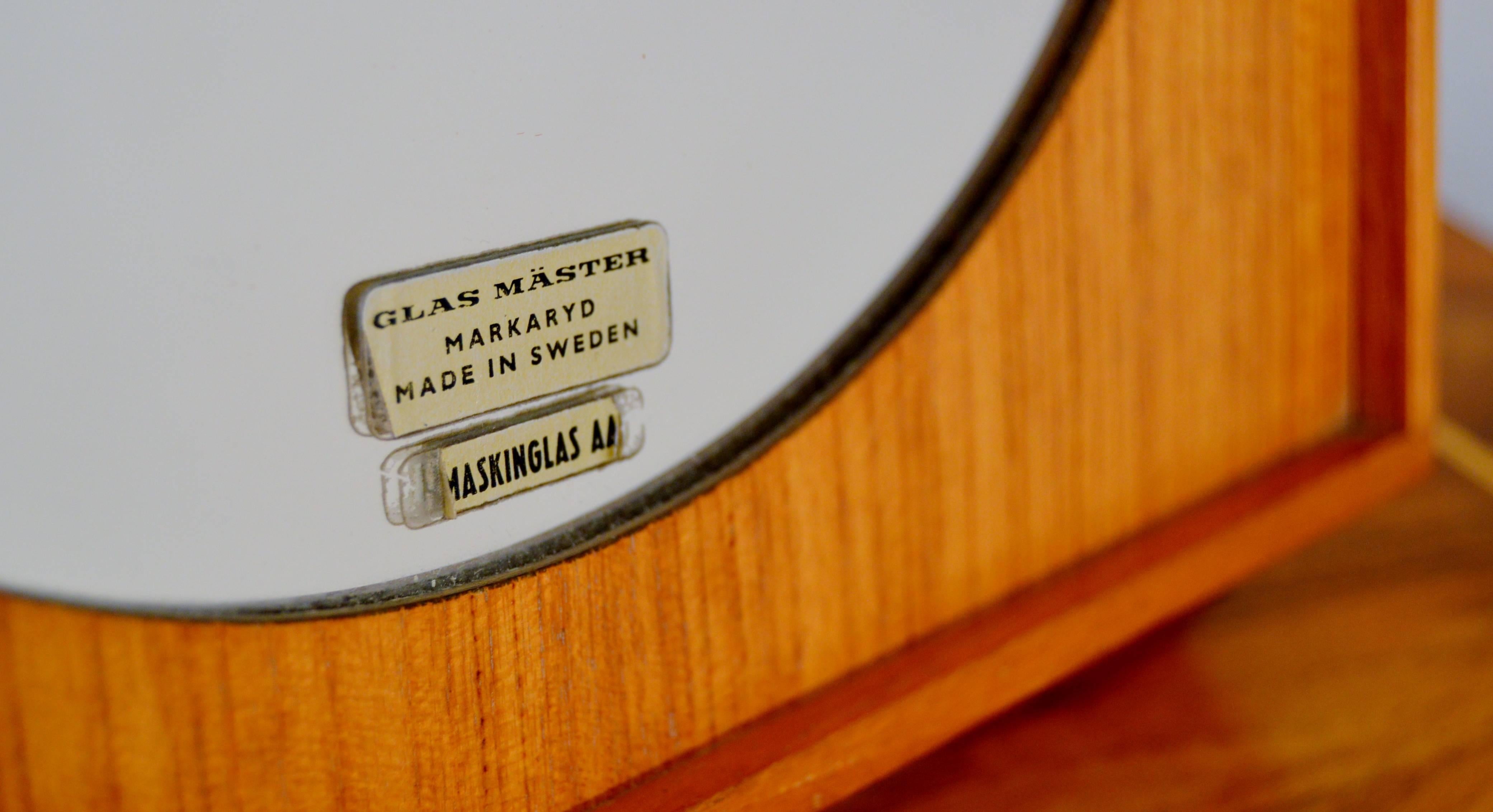 Swedish 1950s Teak Table Mirror from Glasmäster Markaryd For Sale