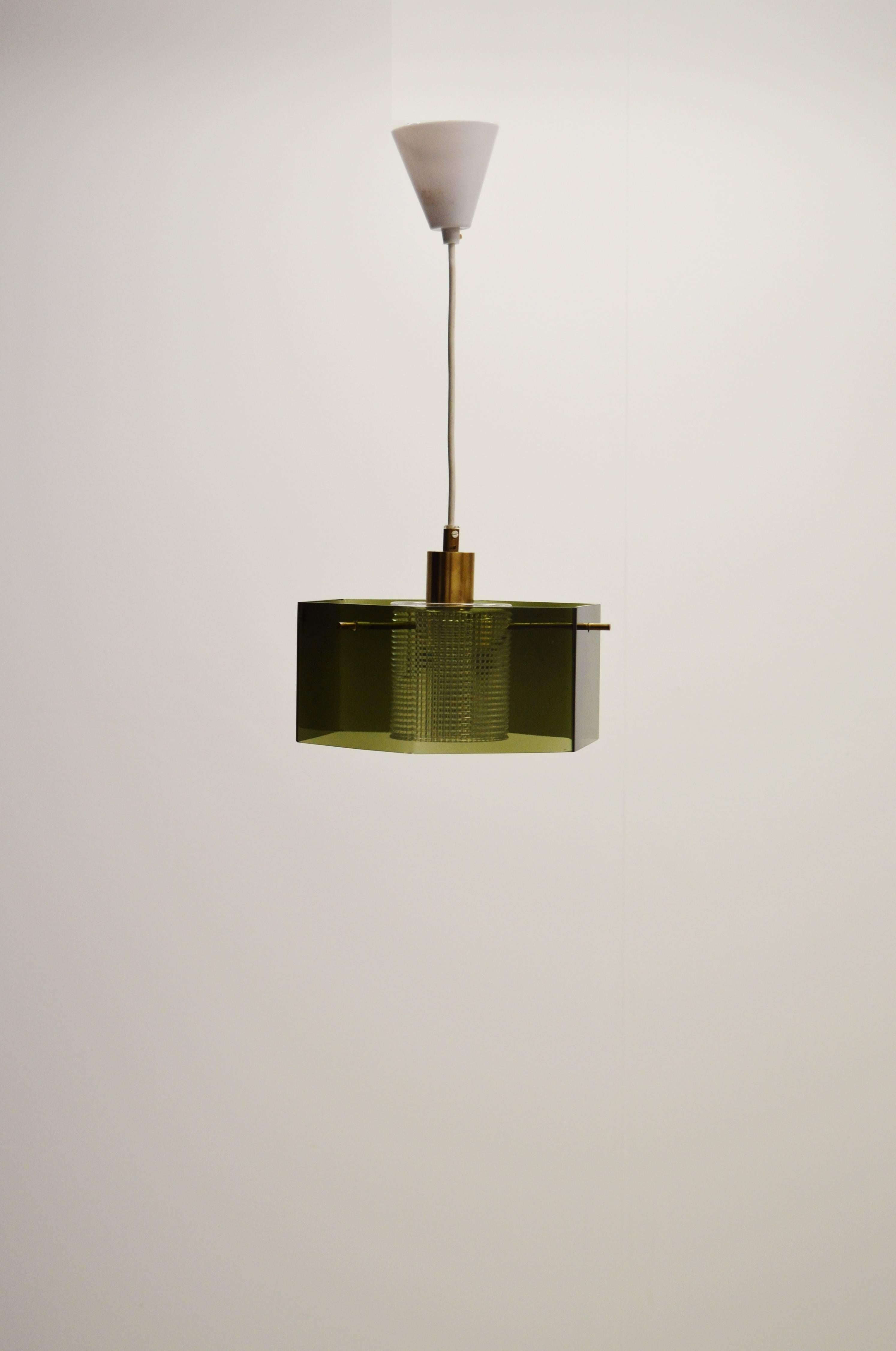 Orrefors Carl Fagerlund Ceiling Light with Handblown Green Glass In Good Condition For Sale In Alvesta, SE