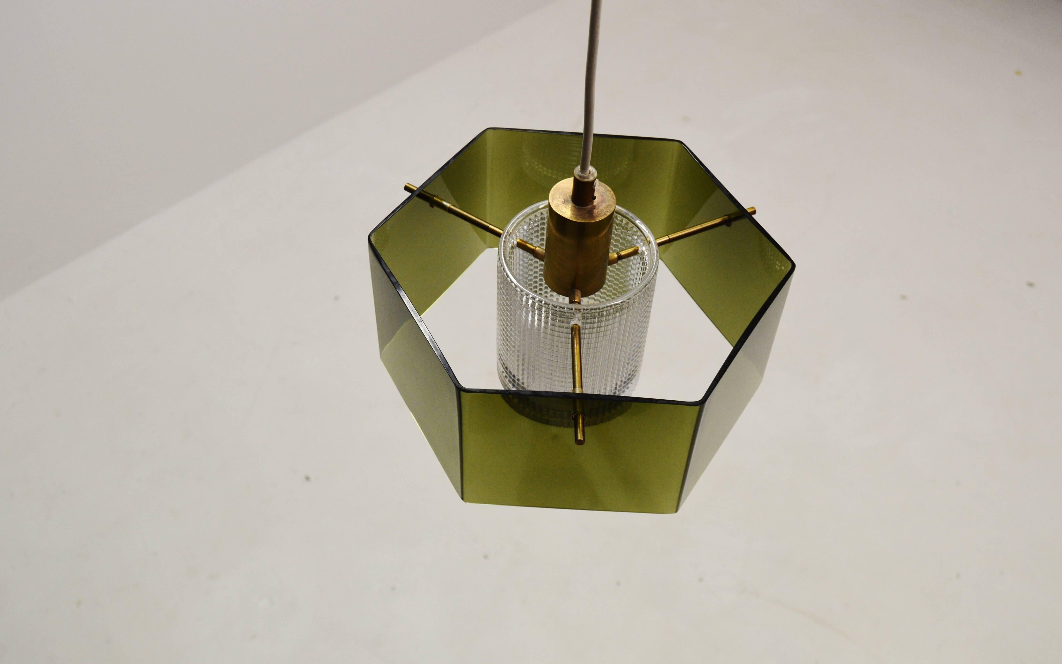 Swedish Orrefors Carl Fagerlund Ceiling Light with Handblown Green Glass For Sale