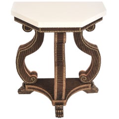 Antonius Demilune Console Table with Limestone Top