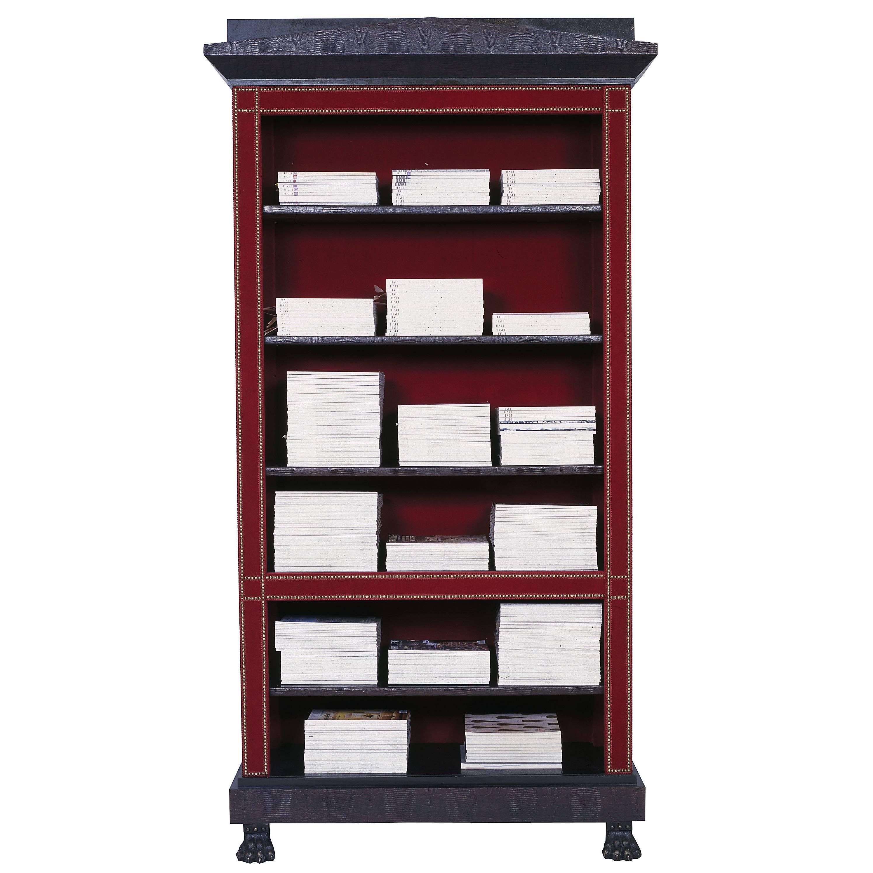 Gaius Velvet Covered Open Bookcase For Sale