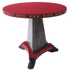 Tiberius Velvet Covered Pedestal Table with Bronzed Base