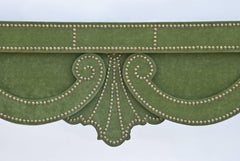 Augustus Console Table in Green Velvet and Limestone Top