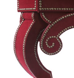 Augustus Console Table in Red Velvet and Limestone Top