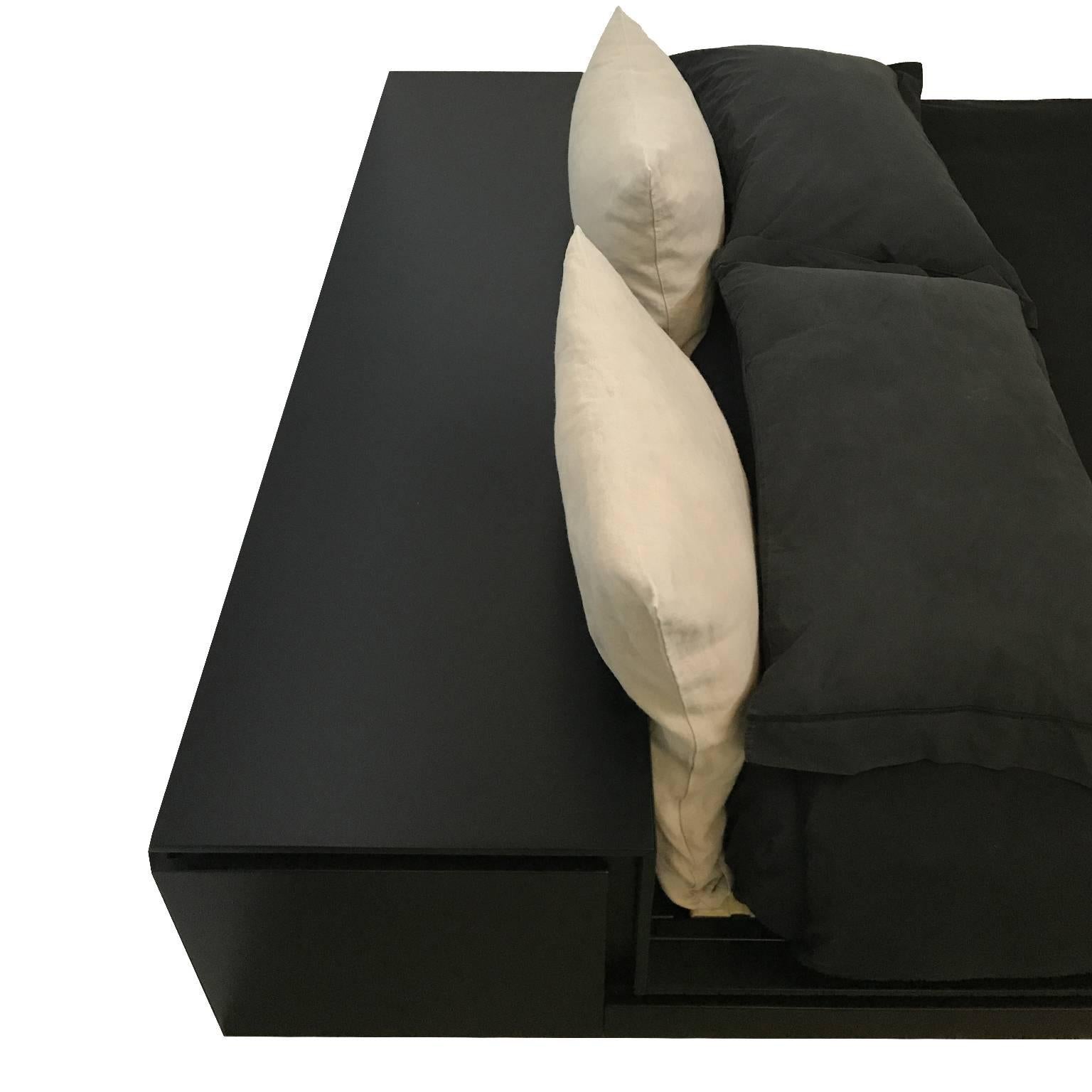 Lacquered 21st Century Made to Order Bed, King Size, Head-Back Container with Tilting Top For Sale