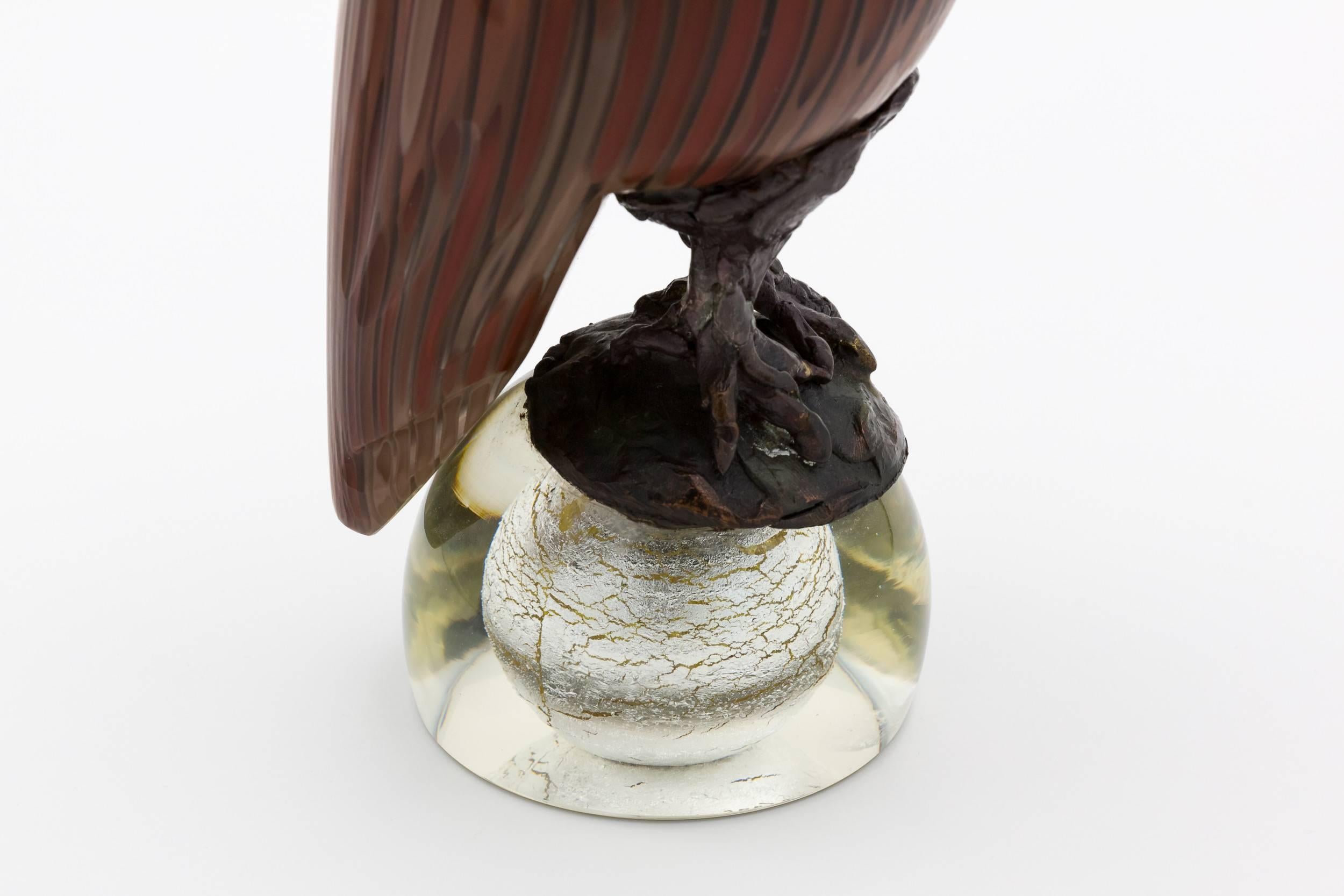 Venini Murano Italian glass Toni Zuccheri bird Owl In Excellent Condition In Brussels, BE