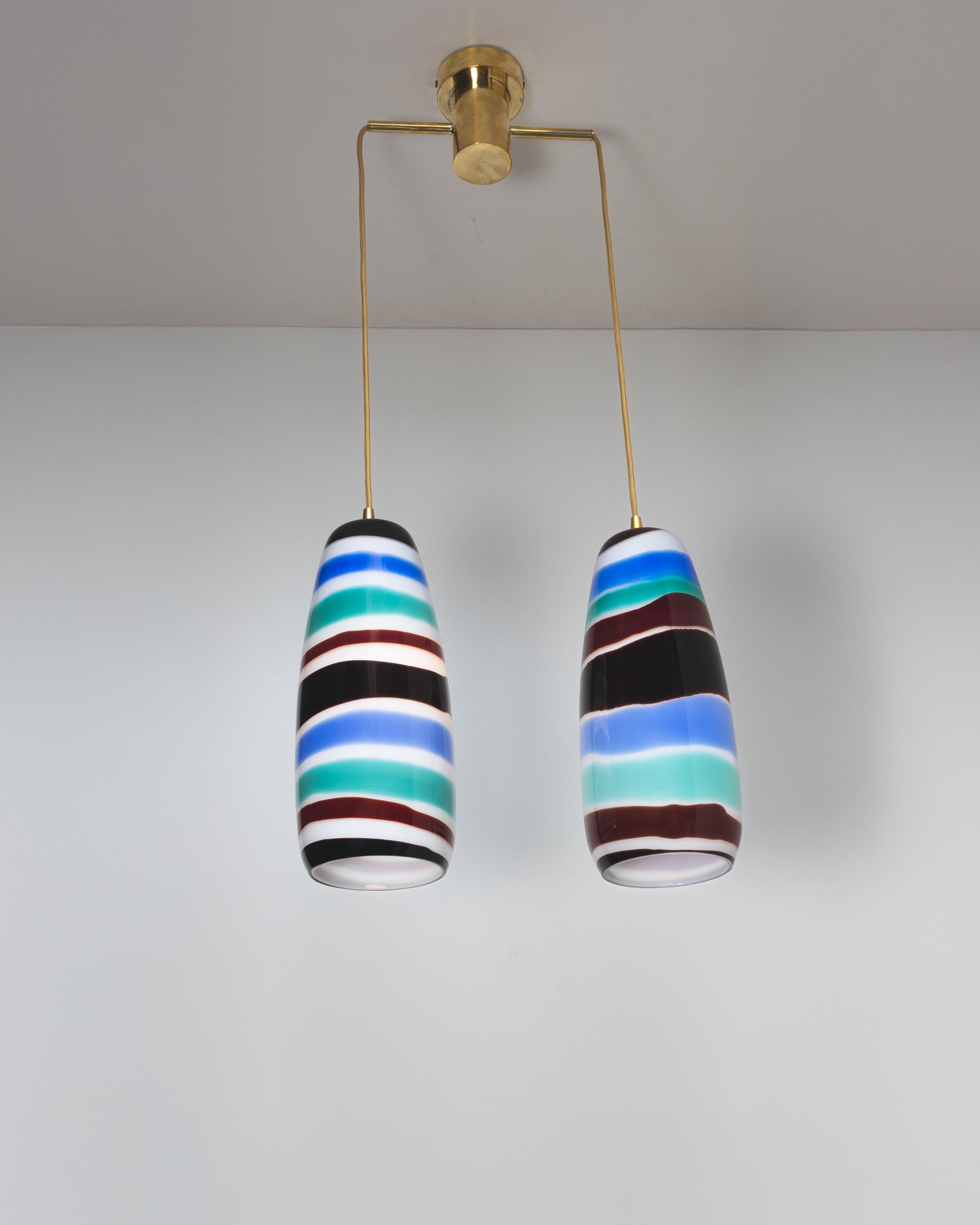 Mid-Century Modern Double ceiling light by Massimo Vignelli - Venini Murano For Sale