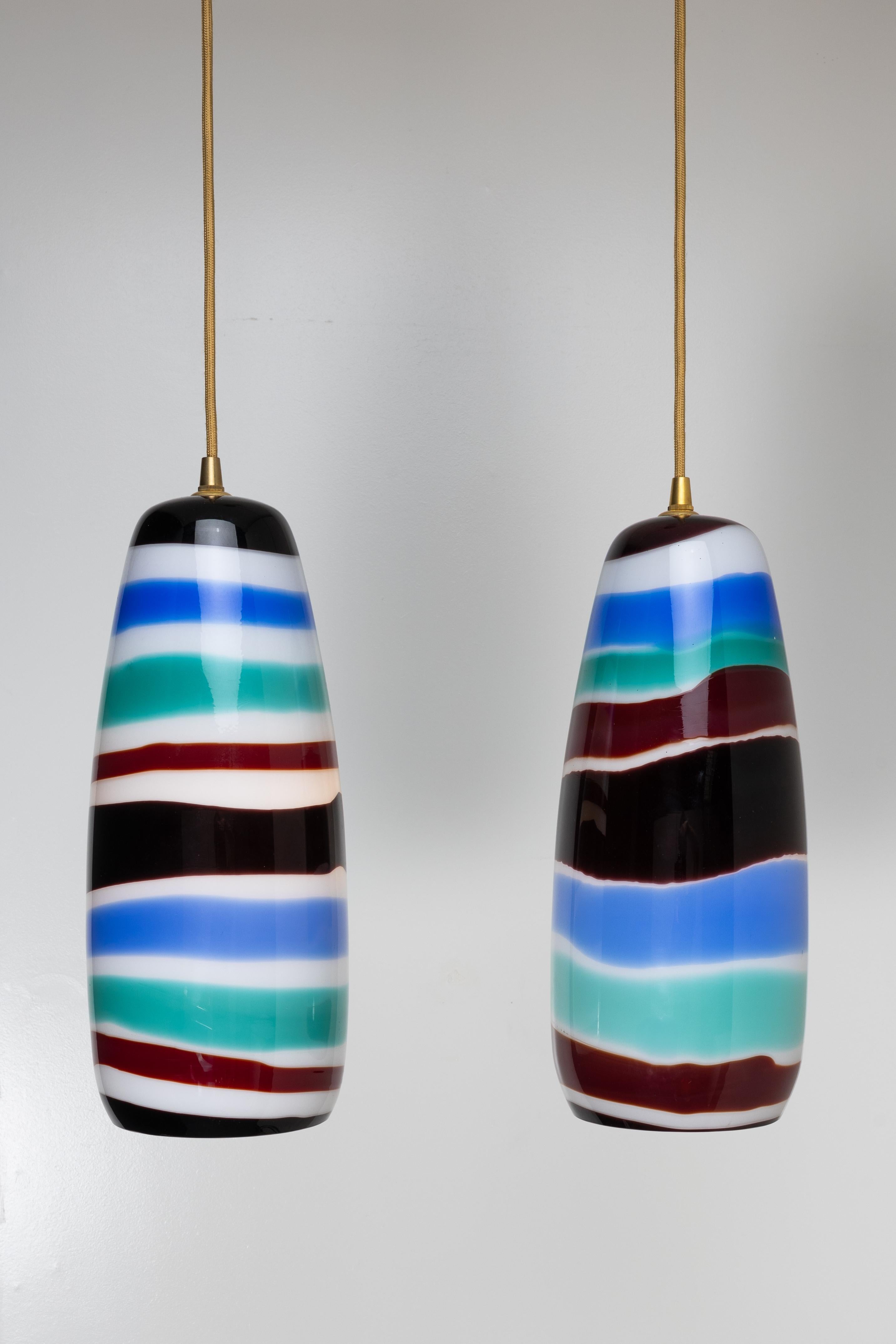 Double ceiling light by Massimo Vignelli - Venini Murano In Good Condition For Sale In Uccle, BE