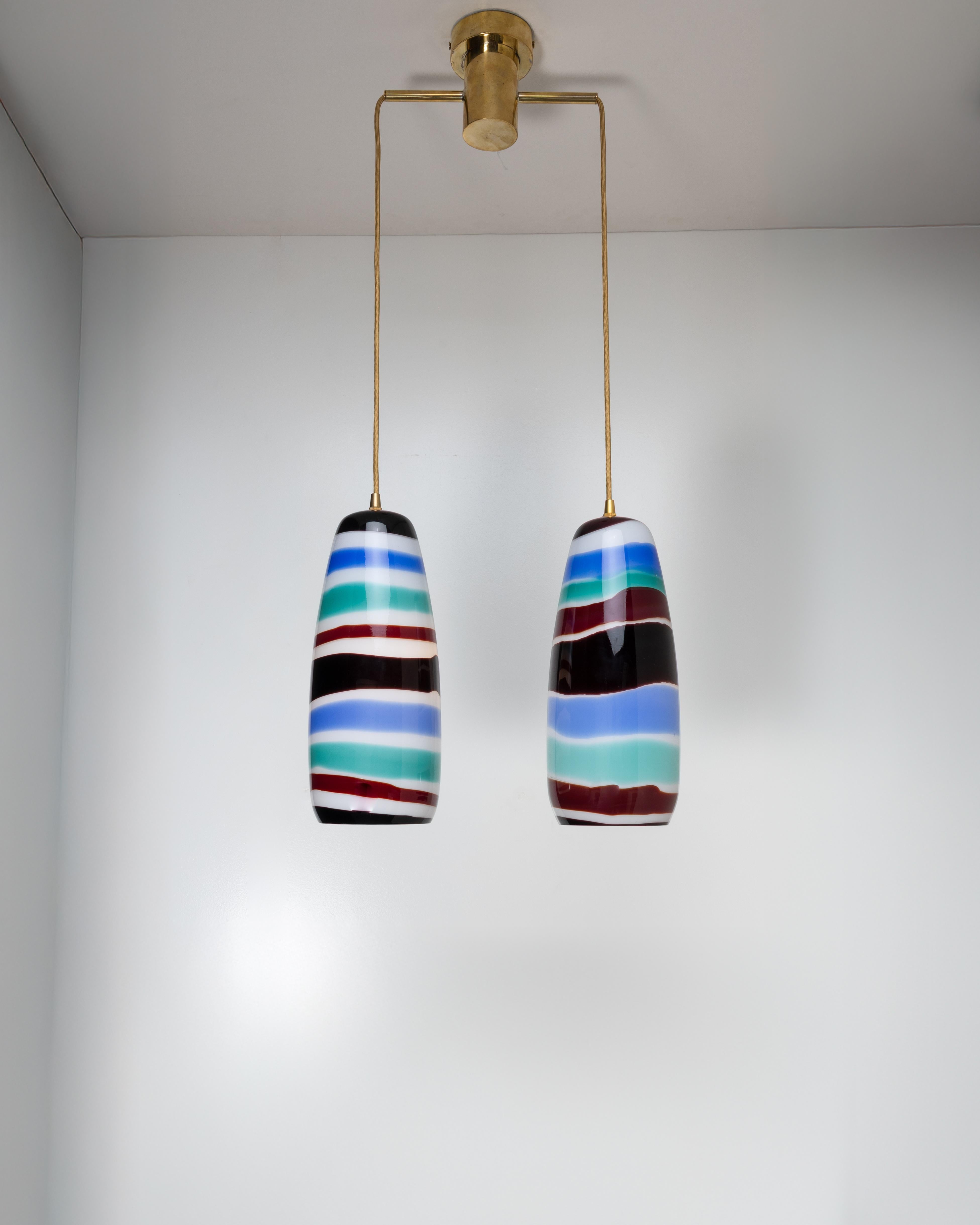 20th Century Double ceiling light by Massimo Vignelli - Venini Murano For Sale