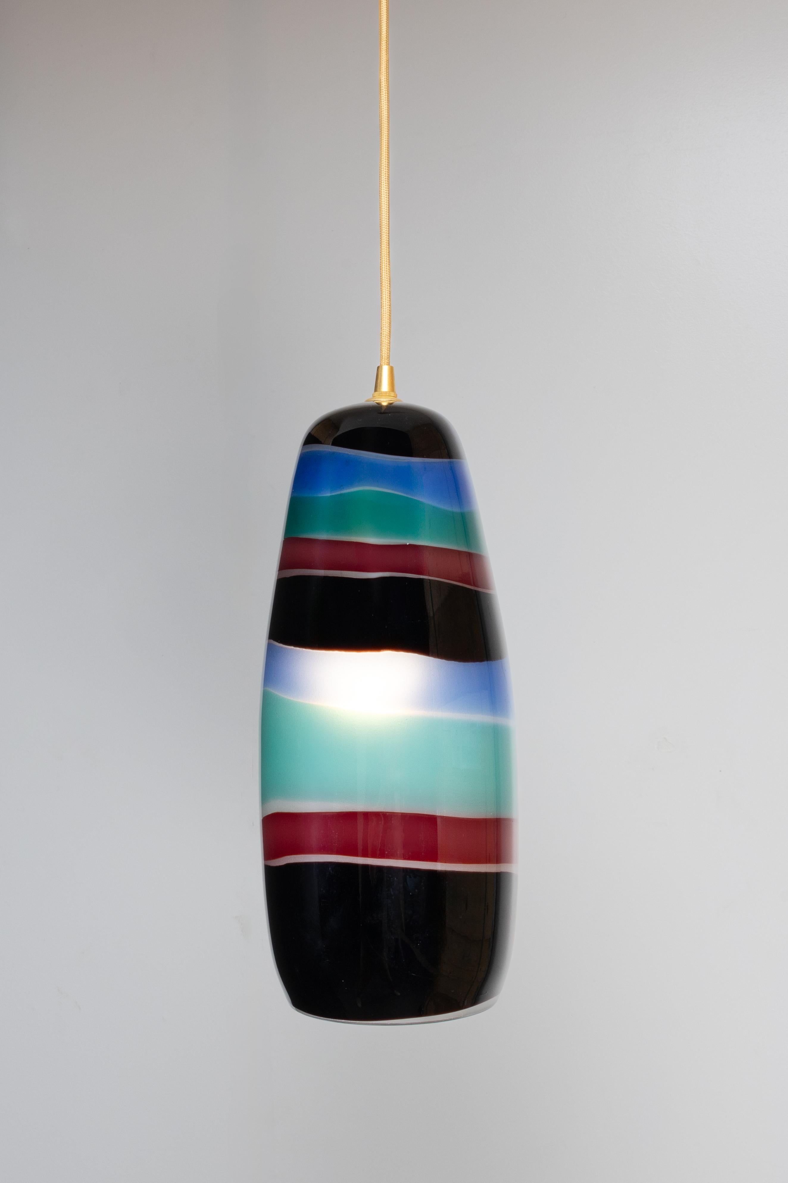 Blown Glass Single ceiling light by Massimo Vignelli - Venini Murano For Sale