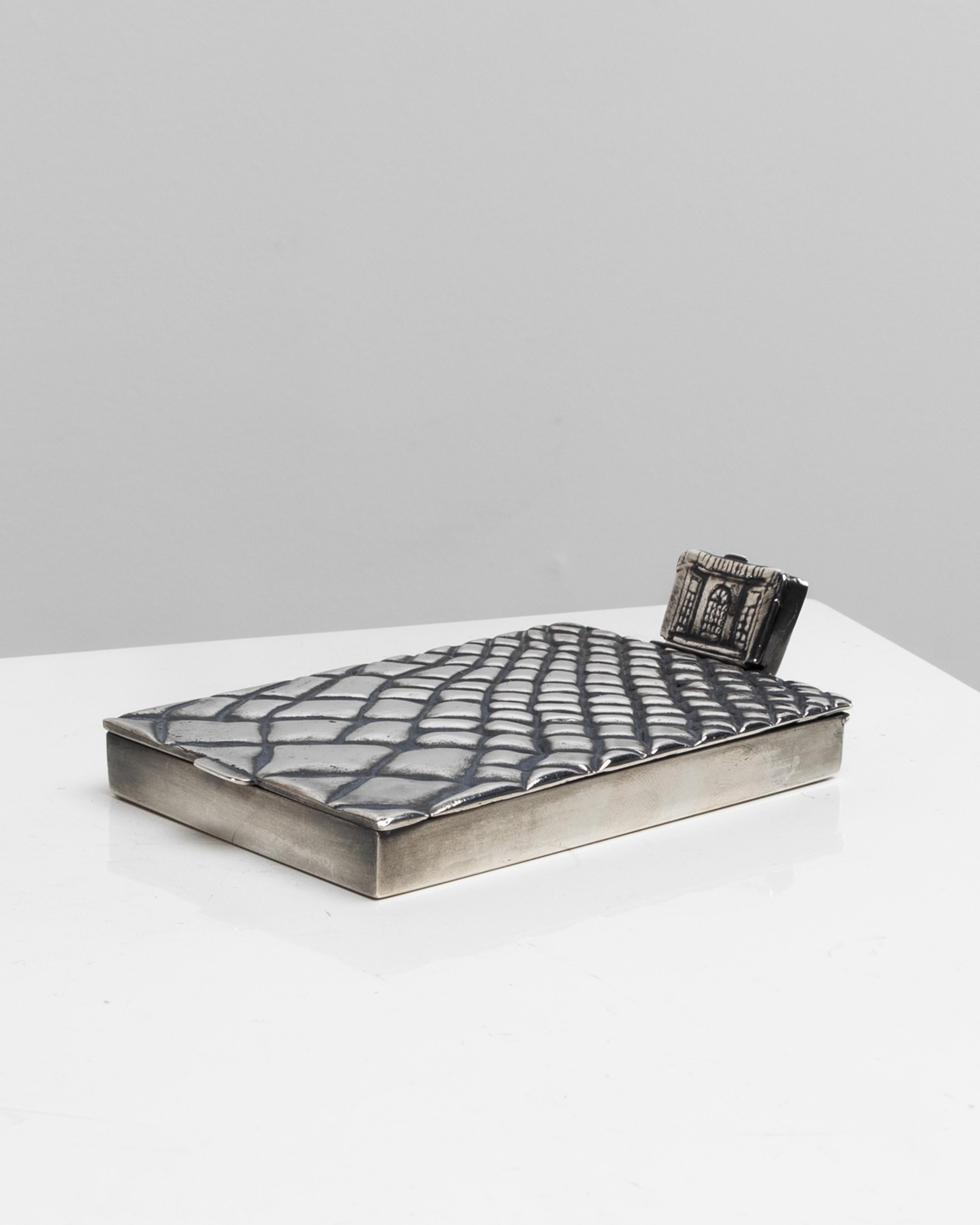 Mid-Century Modern Trianon or Les pavés du Roy silvered bronze compact by Line Vautrin For Sale