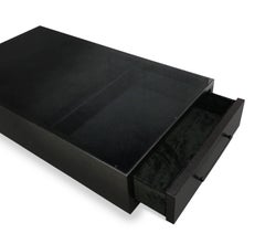 Modern "Kaver" Coffee Table in Matte Oak Finish with Smoked Glass Top