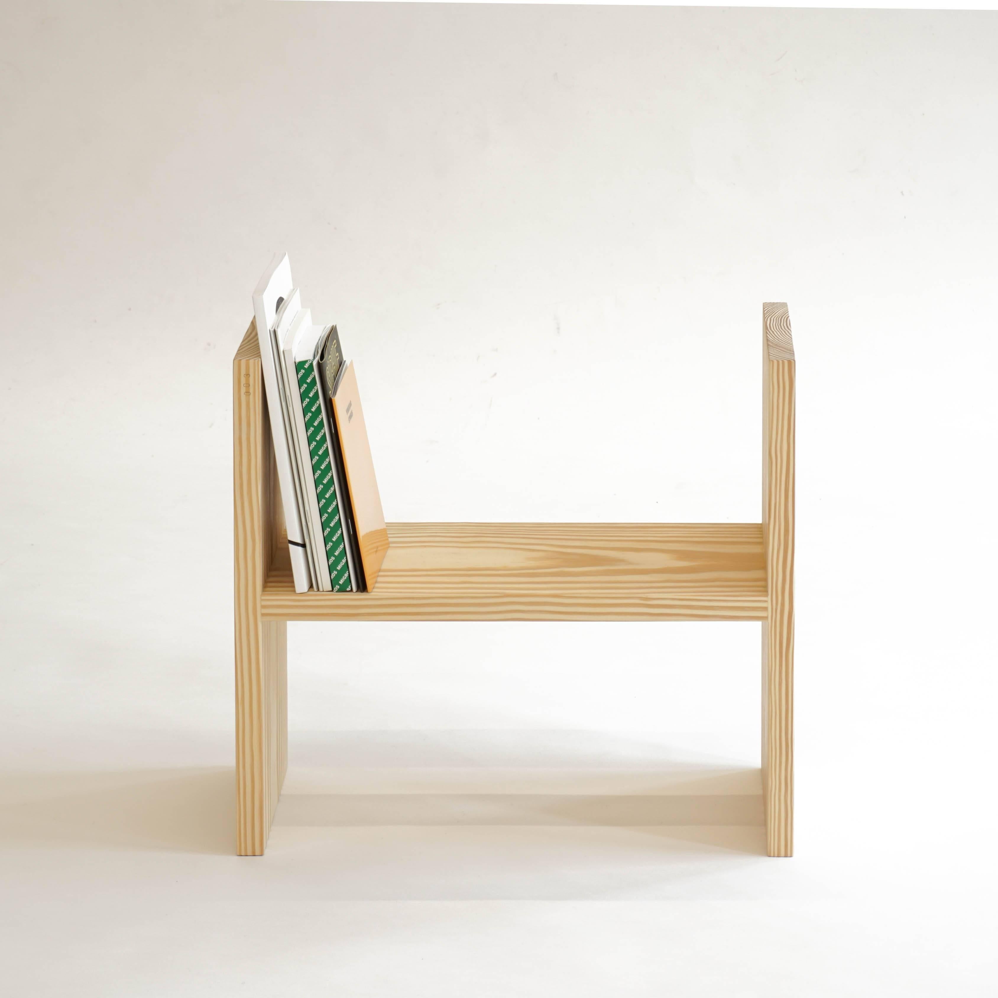 Pine Contemporary Artist Furniture, Minimal Shelve or Stool, Alexa For Sale
