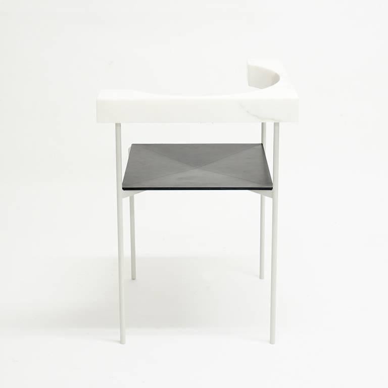 Steel Contemporary Corner Chair in Marble For Sale