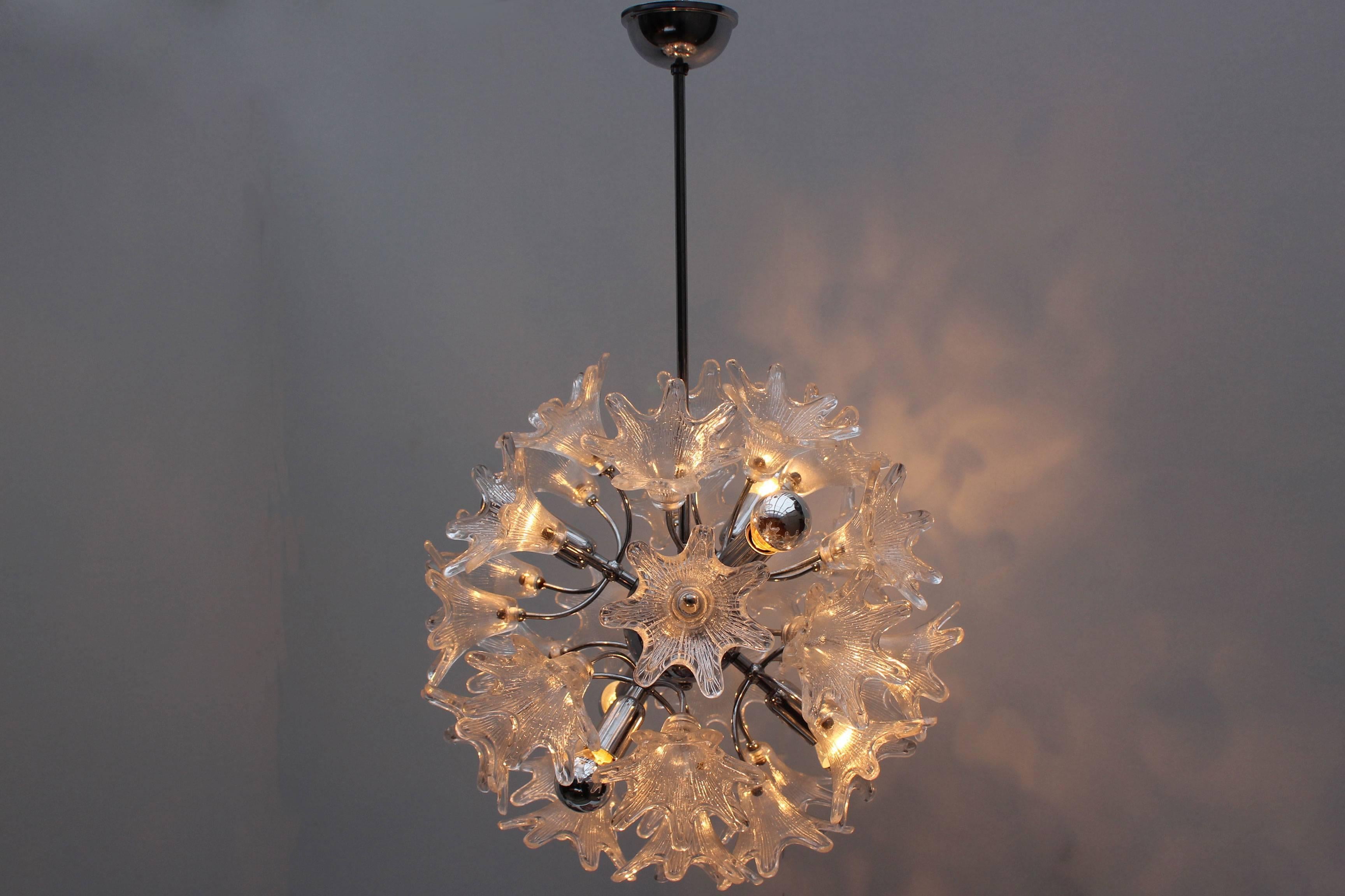 Midcentury Italian Murano Glass Sputnik Chandelier by Paolo Venini for VeArt For Sale 1