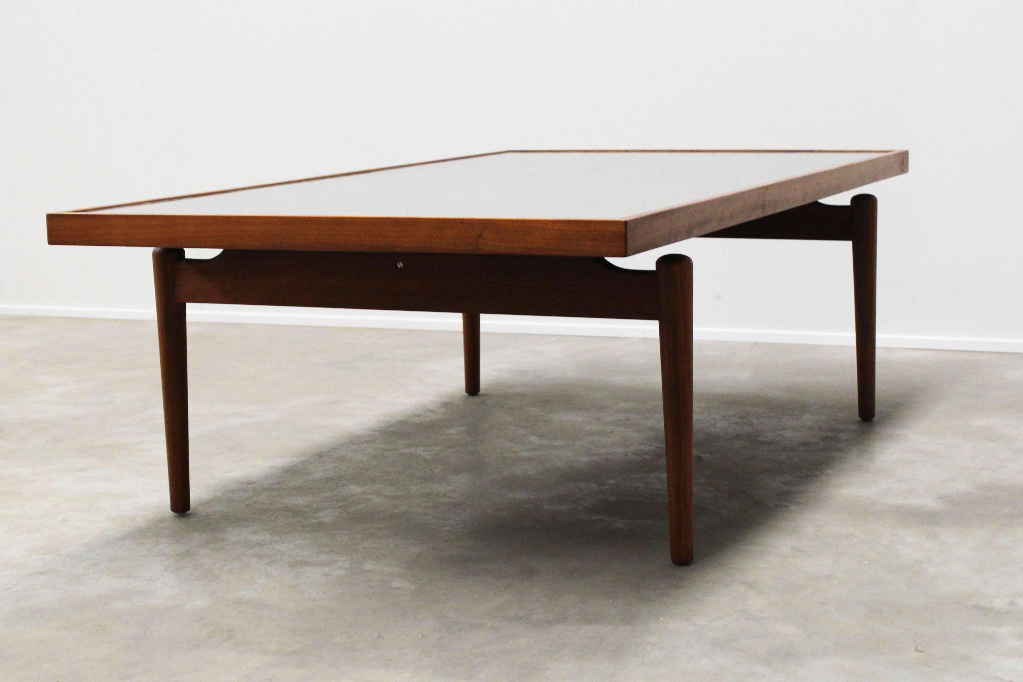 German Midcentury Large Sculpted Metal and Teak Coffee Table by Heinz Lilienthal, 1970 For Sale