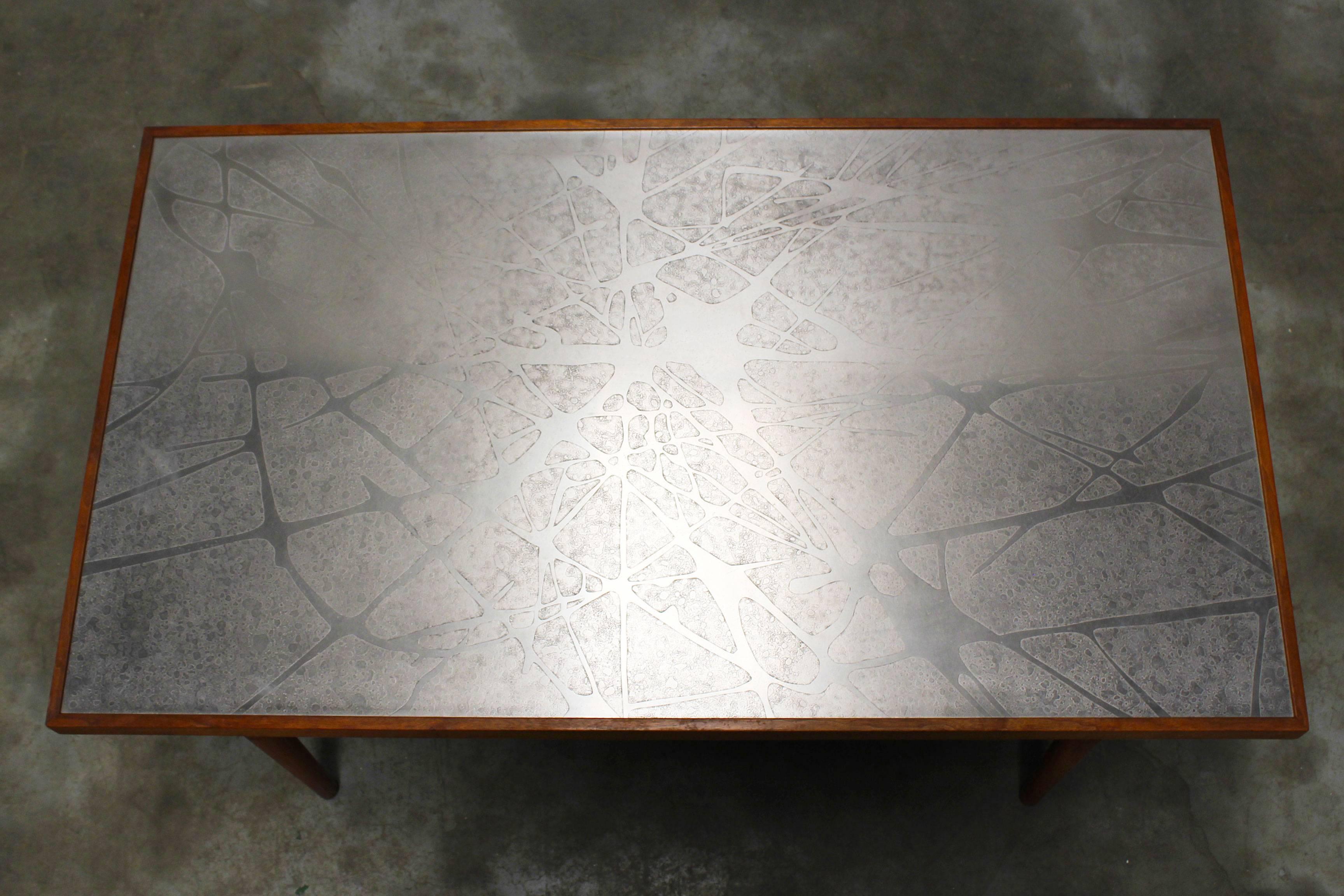 Midcentury Large Sculpted Metal and Teak Coffee Table by Heinz Lilienthal, 1970 For Sale 3