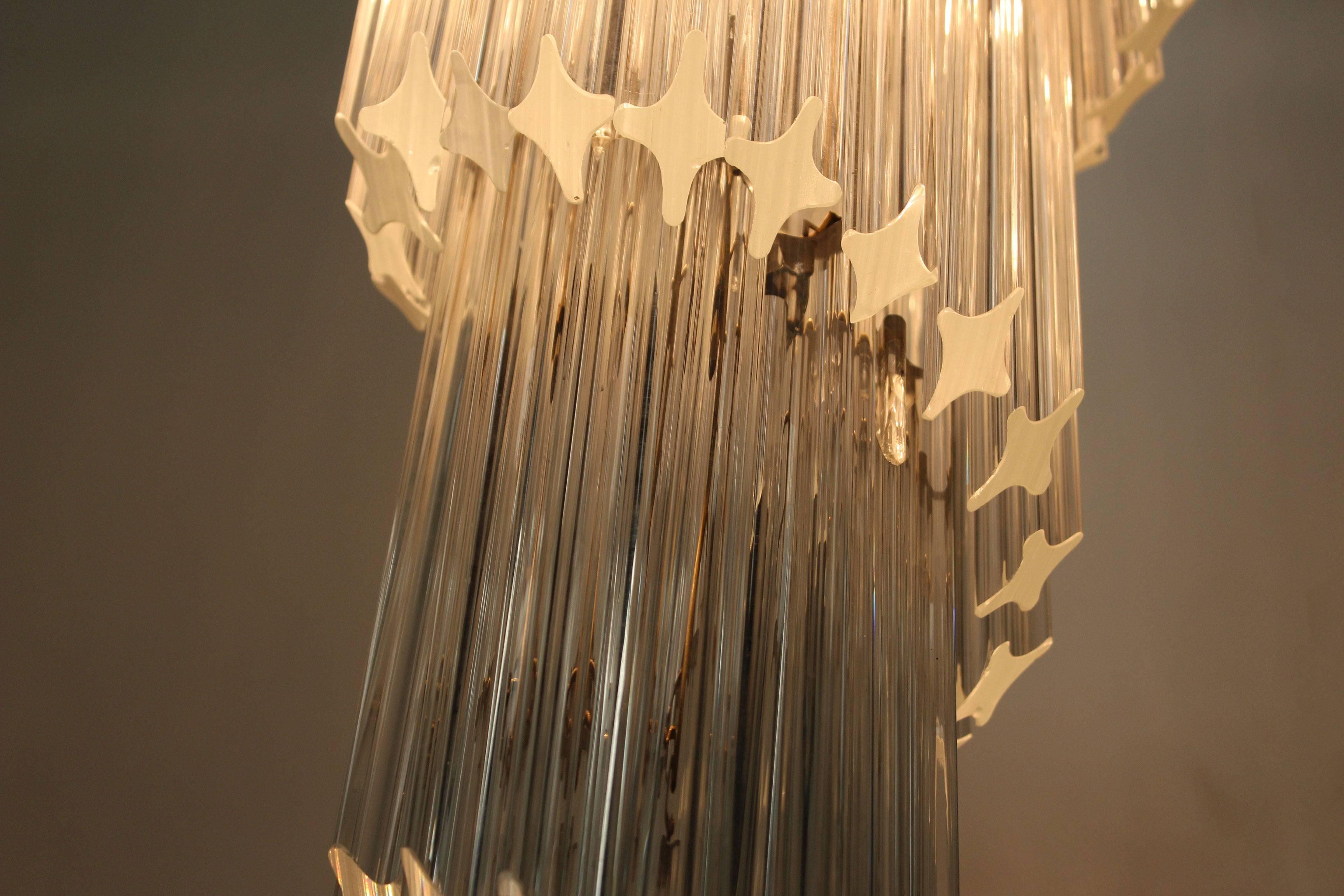 Mid-Century Modern Large Mid-Century Italian Crystal Prism Spiral Chandelier by Paolo Venini, 1960