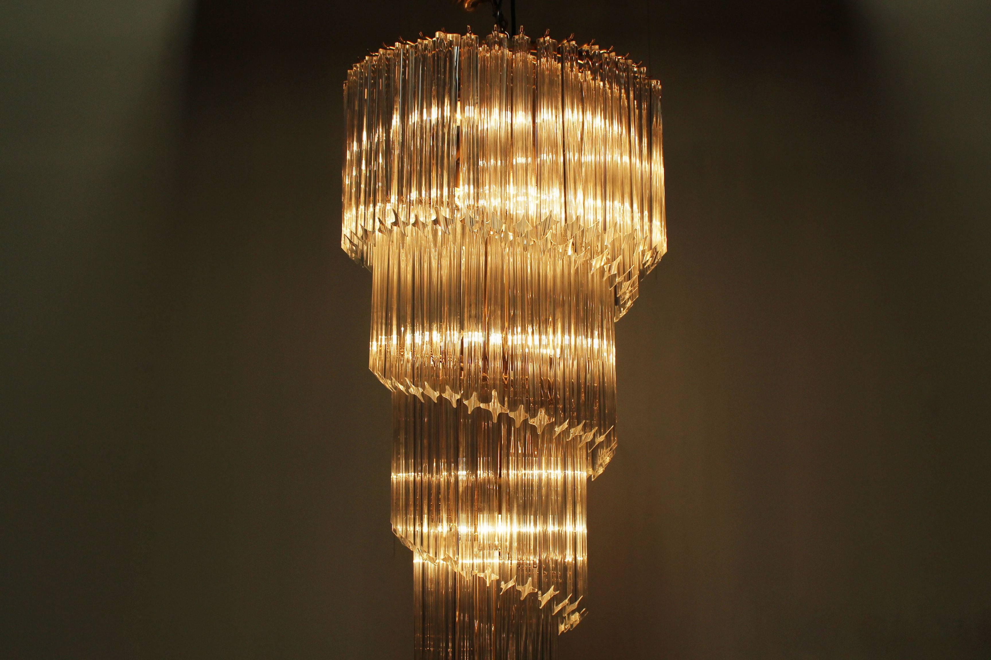 Large Mid-Century Italian Crystal Prism Spiral Chandelier by Paolo Venini, 1960 2