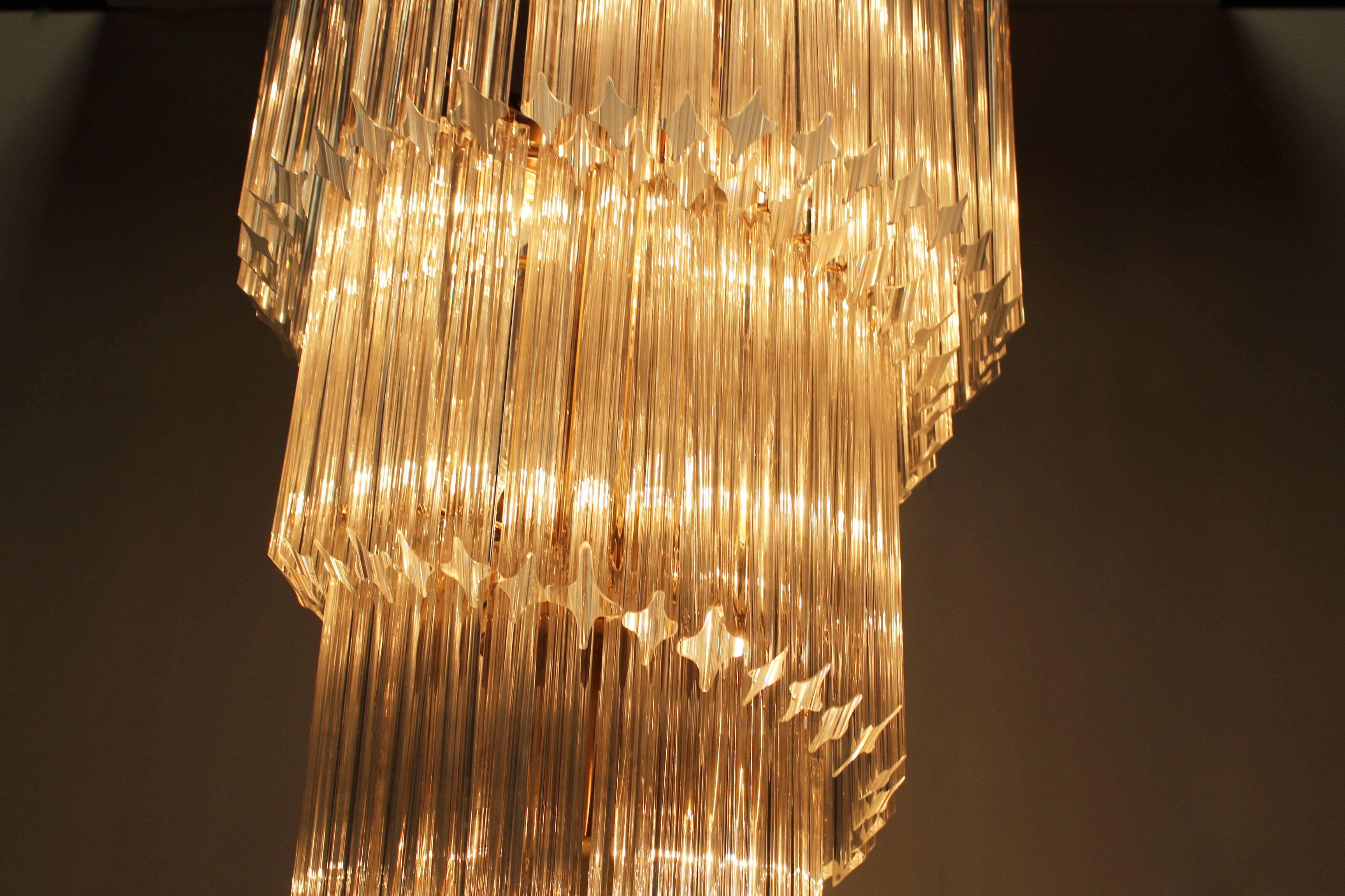 Mid-20th Century Large Mid-Century Italian Crystal Prism Spiral Chandelier by Paolo Venini, 1960