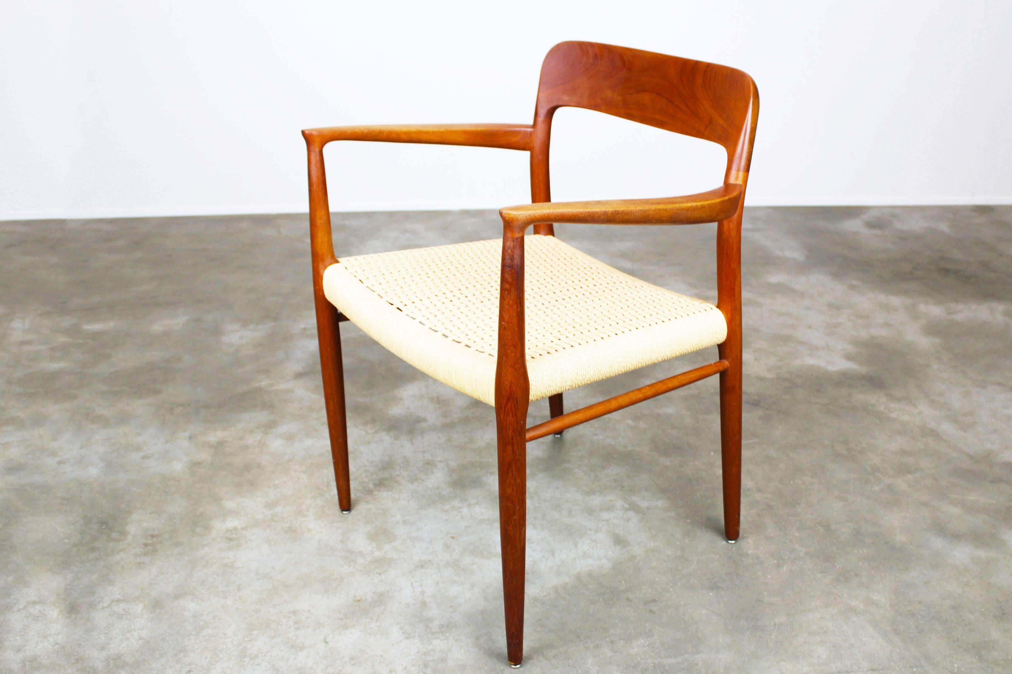 Model 56 armchair designed by Niels Otto Møller in the 1960
Wonderfull organic shaped frame in solid teak and stylish papercord seat 
Very comfortable chair, marked underneath.