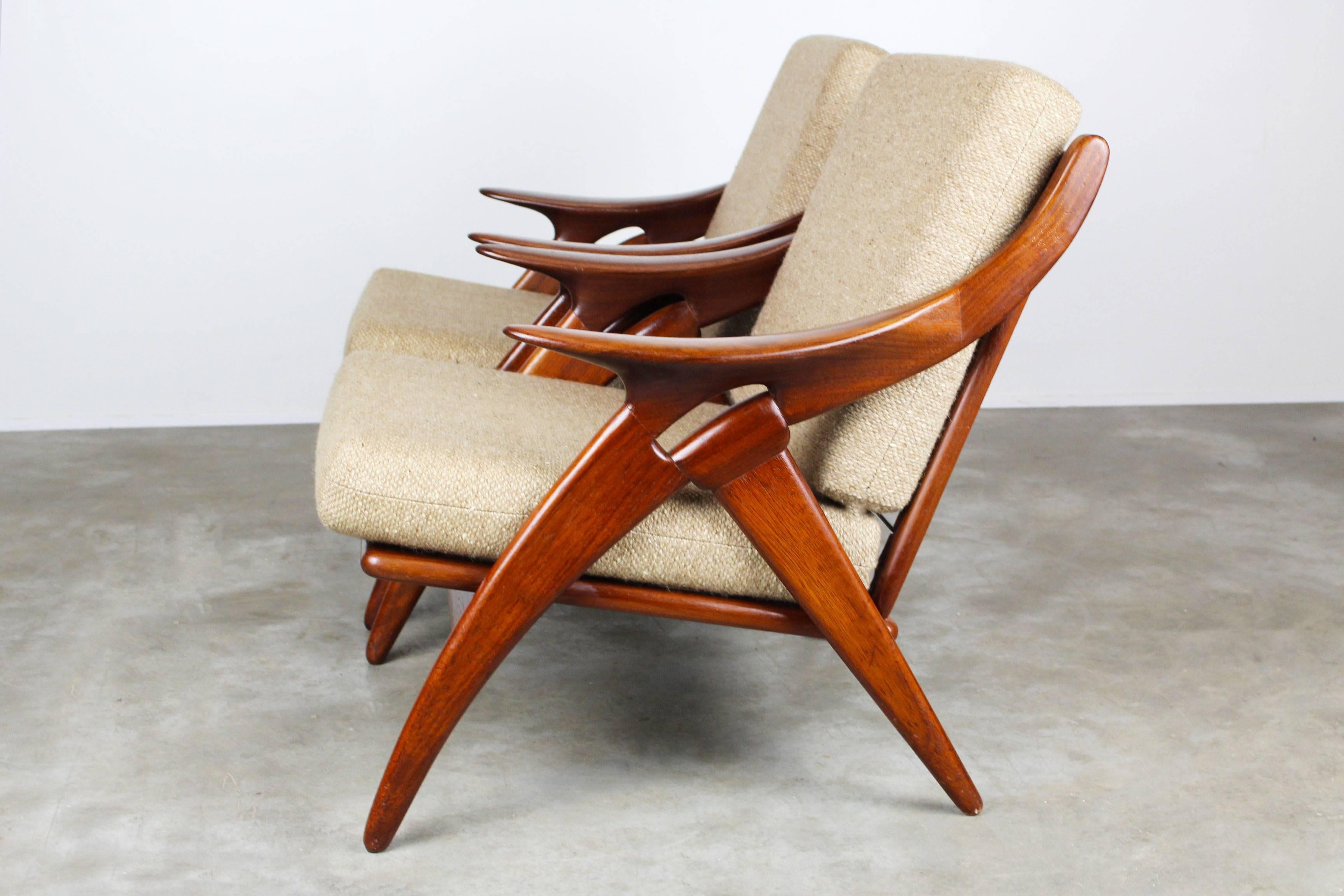 Set of Two ''De Knoop'' Teak Lounge Chairs by De Ster Gelderland, 1960 2