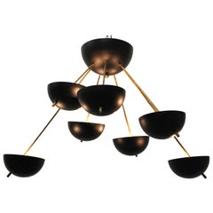Midcentury Design Italian Sputnik Chandelier, 1960s Stilnovo Black Gold