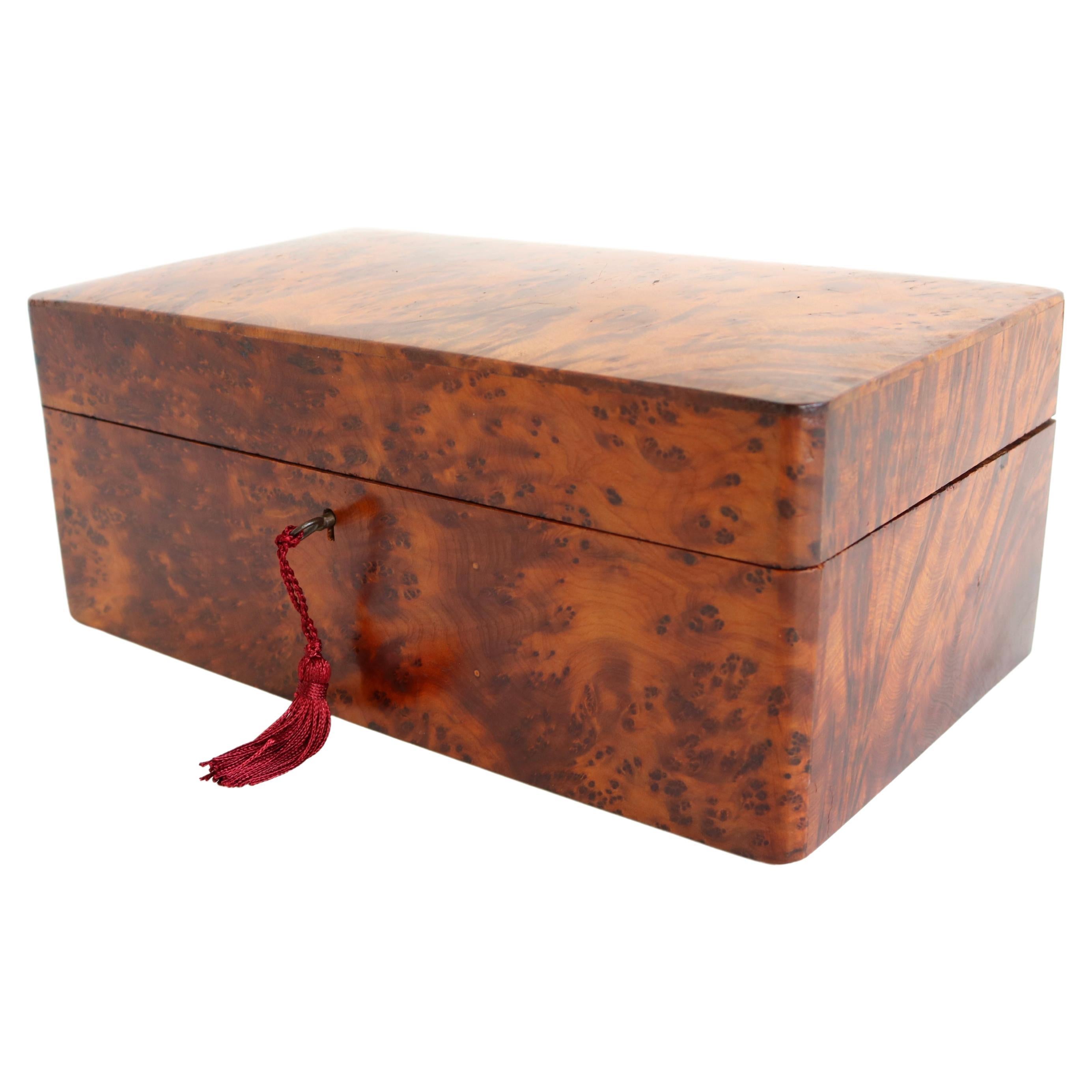 Marvelous 19th Century French Antique Jewelry Box Napoleon III in Burl Wood For Sale