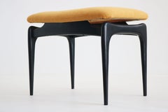 1950s Italian Organic Ebonized Wood Ottoman or Foot Stool in Style of Gio Ponti